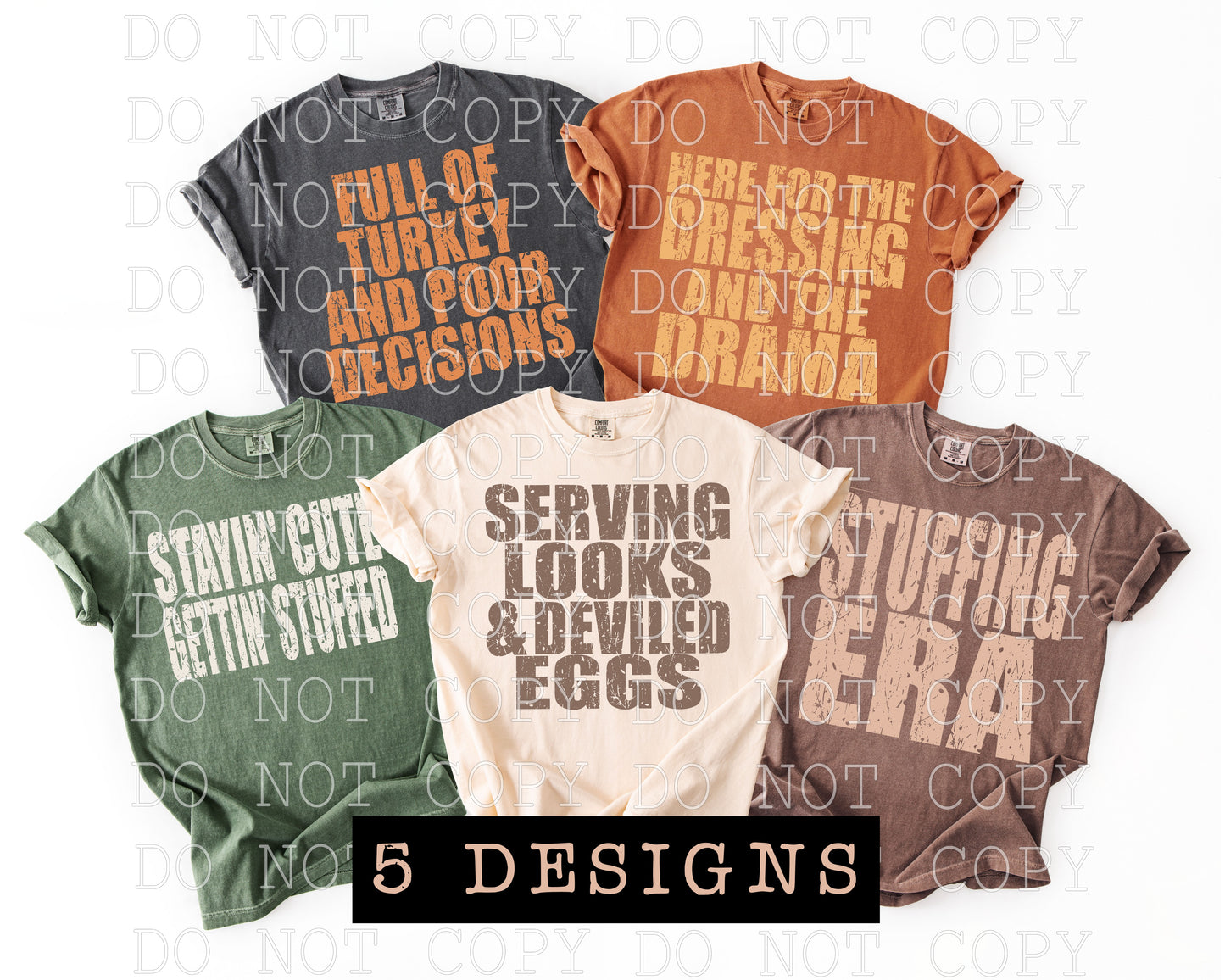 5 Family Thanksgiving Designs - DIGITAL DESIGN- INSTANT DOWNLOAD