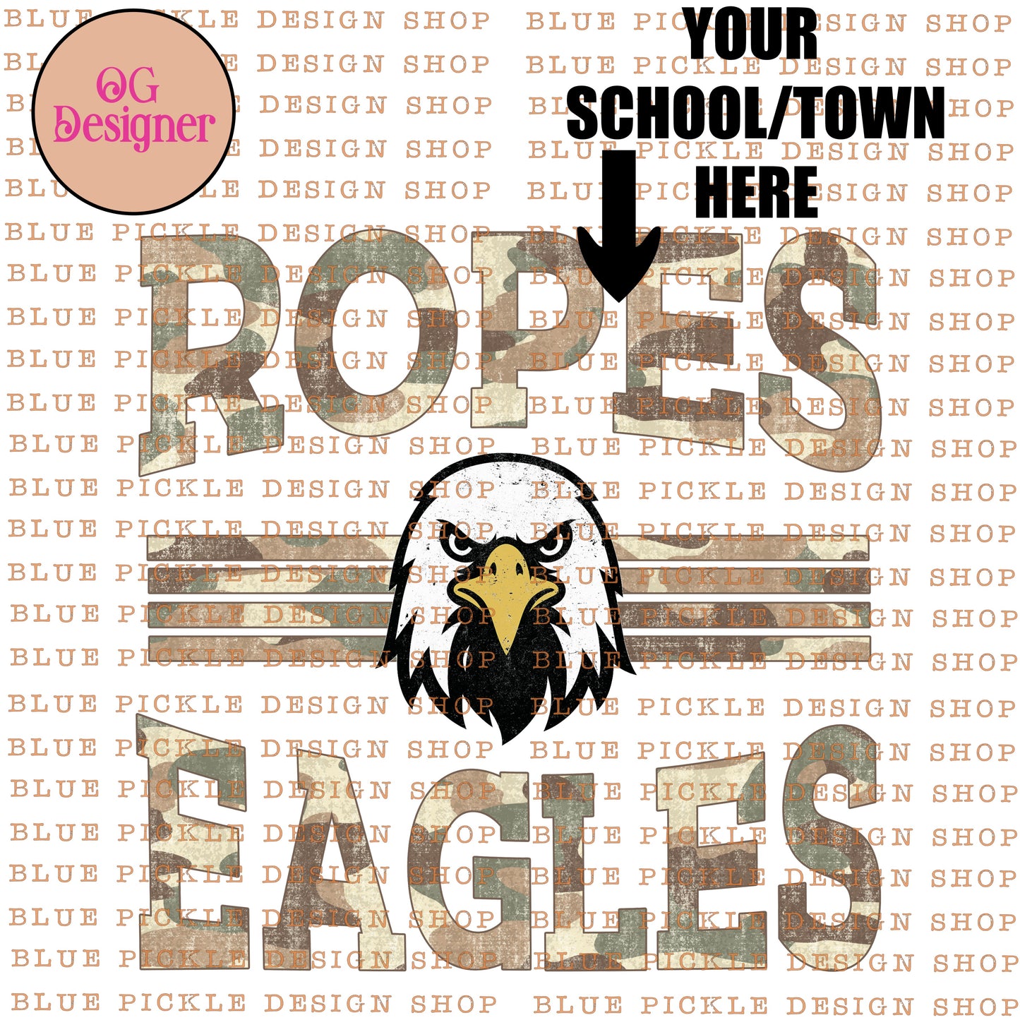 CUSTOM Camo School Mascot Design - DIGITAL DESIGN