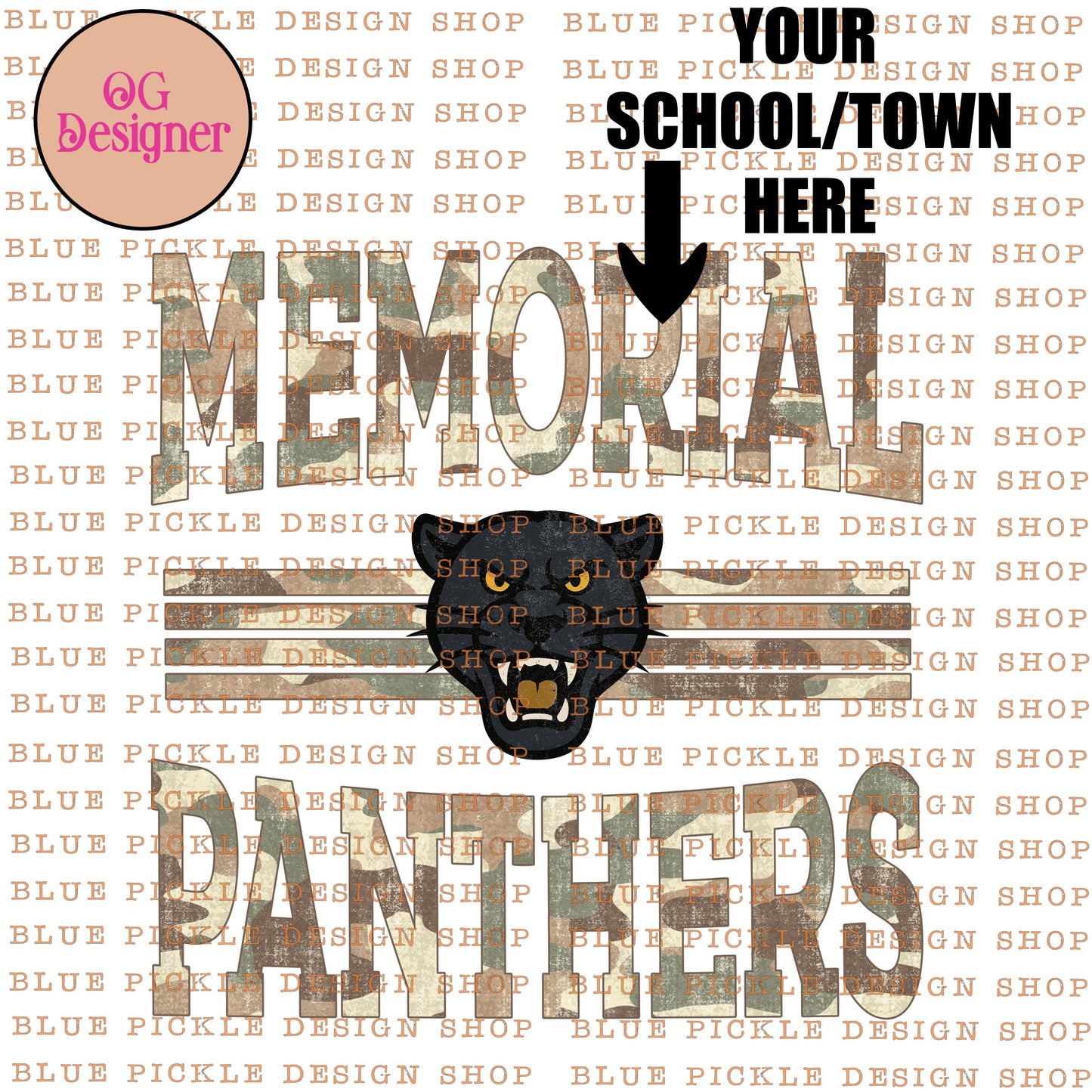 CUSTOM Camo School Mascot Design - DIGITAL DESIGN