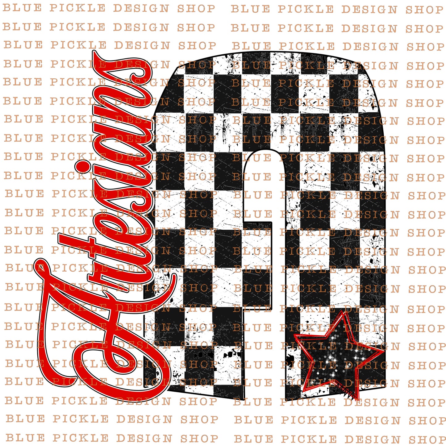 CUSTOM Checkered Star Mascot - DIGITAL DESIGN