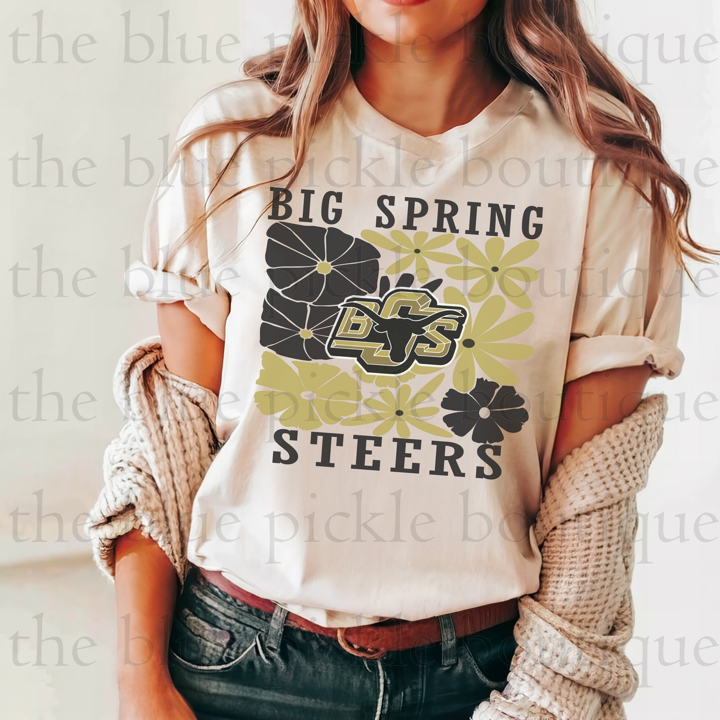 Floral Custom Mascot School Spirit Tee