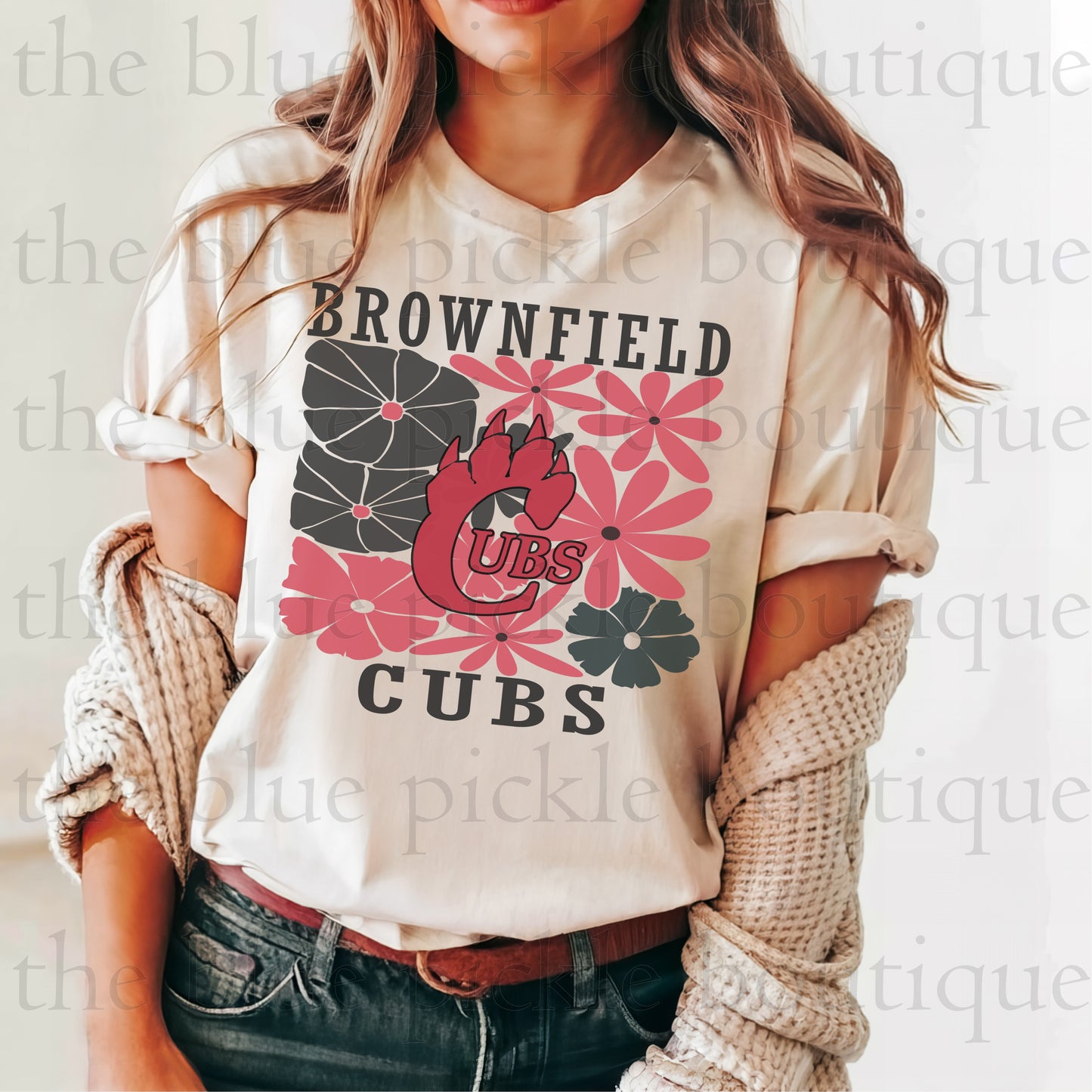 Floral Custom Mascot School Spirit Tee