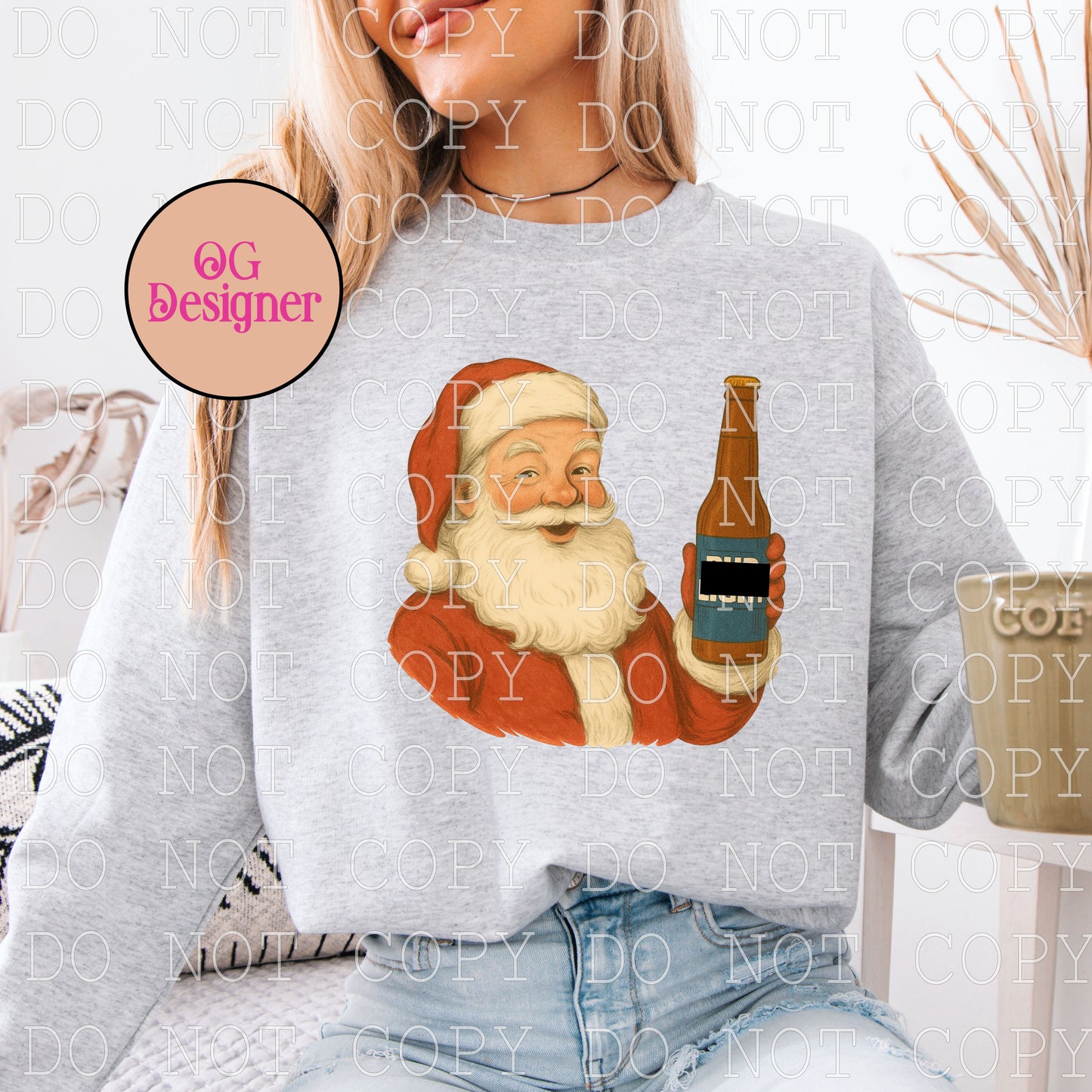 Beer Drinking Santa (bud) - DIGITAL DESIGN- INSTANT DOWNLOAD