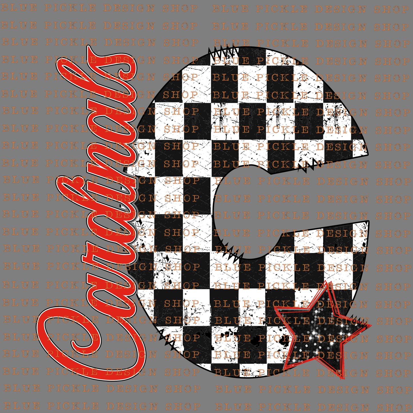 CUSTOM Checkered Star Mascot - DIGITAL DESIGN