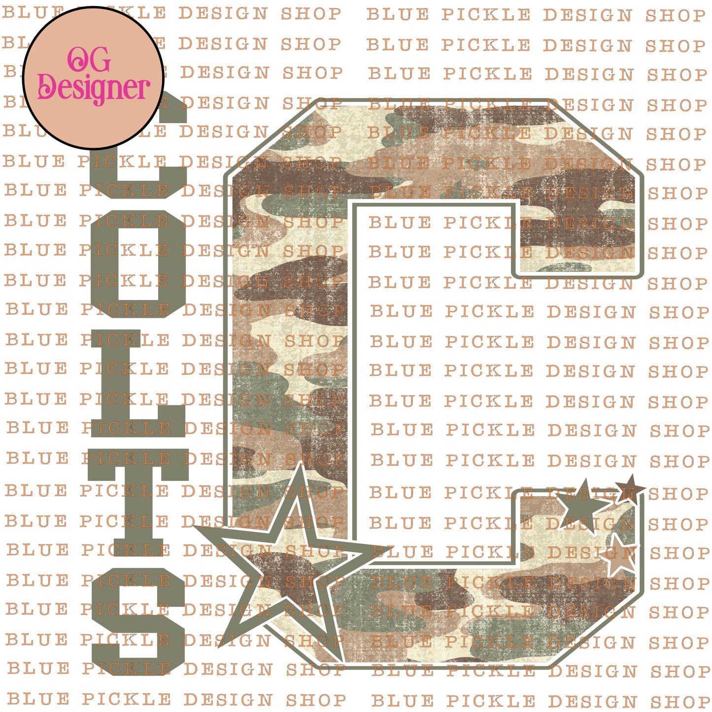 CUSTOM Camo Gameday Letter Mascot - DIGITAL DESIGN
