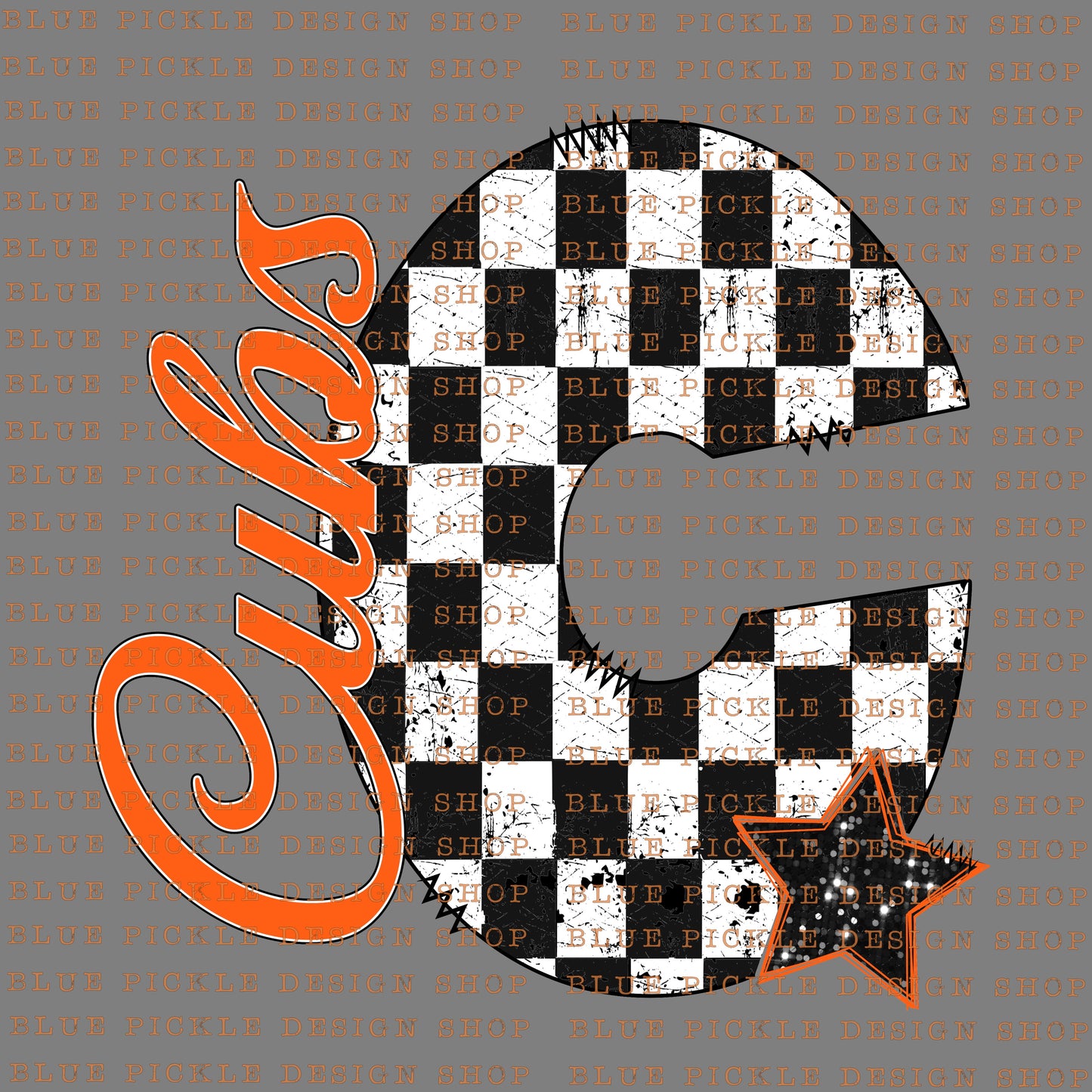 CUSTOM Checkered Star Mascot - DIGITAL DESIGN