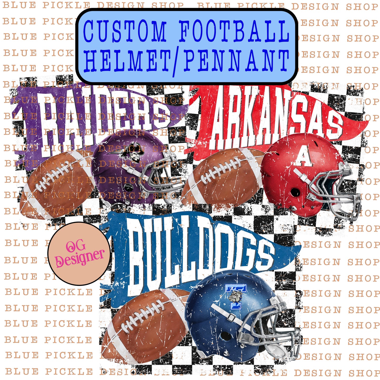 CUSTOM Football Mascot Checkered - DIGITAL DESIGN