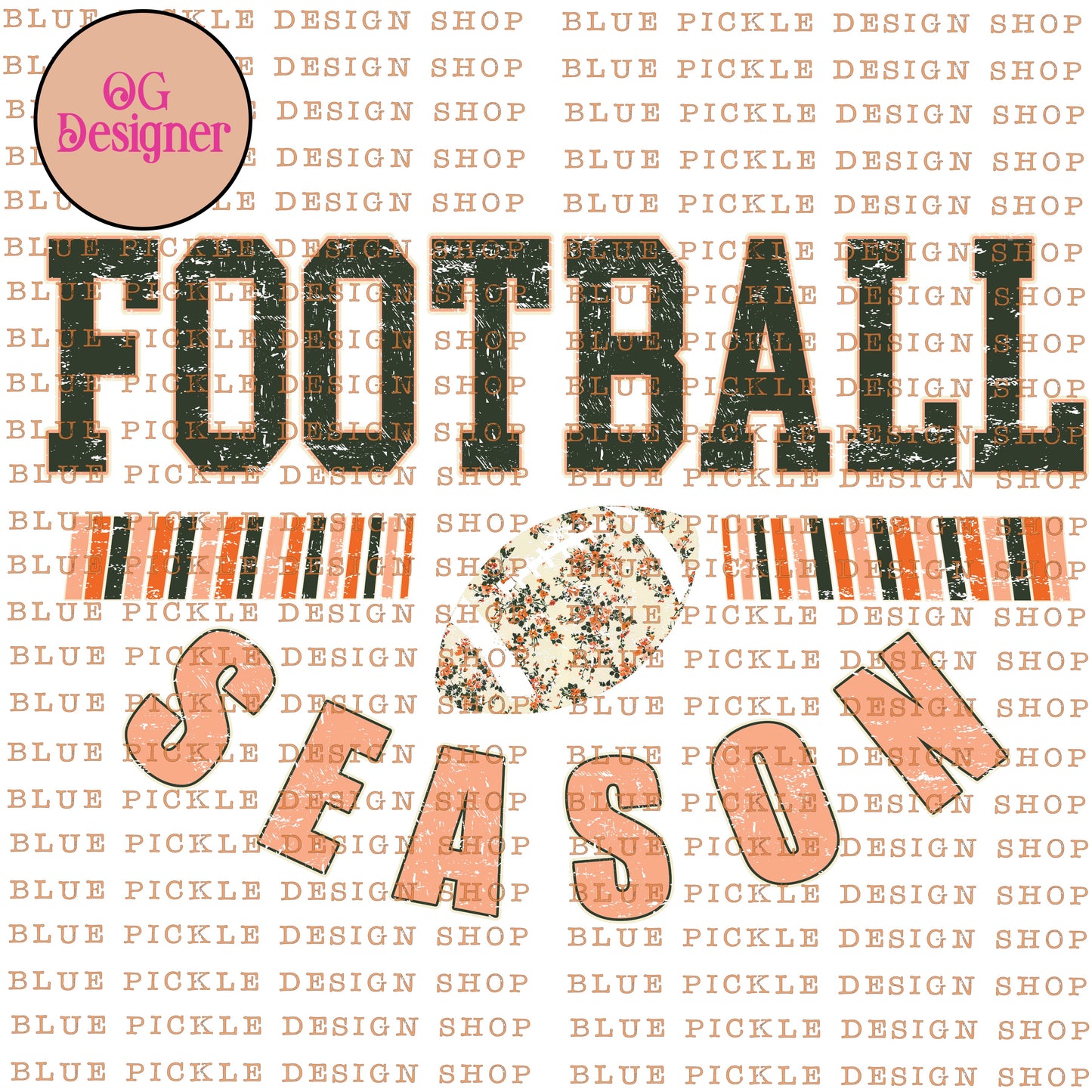 Football Season Floral - DIGITAL DESIGN- INSTANT DOWNLOAD