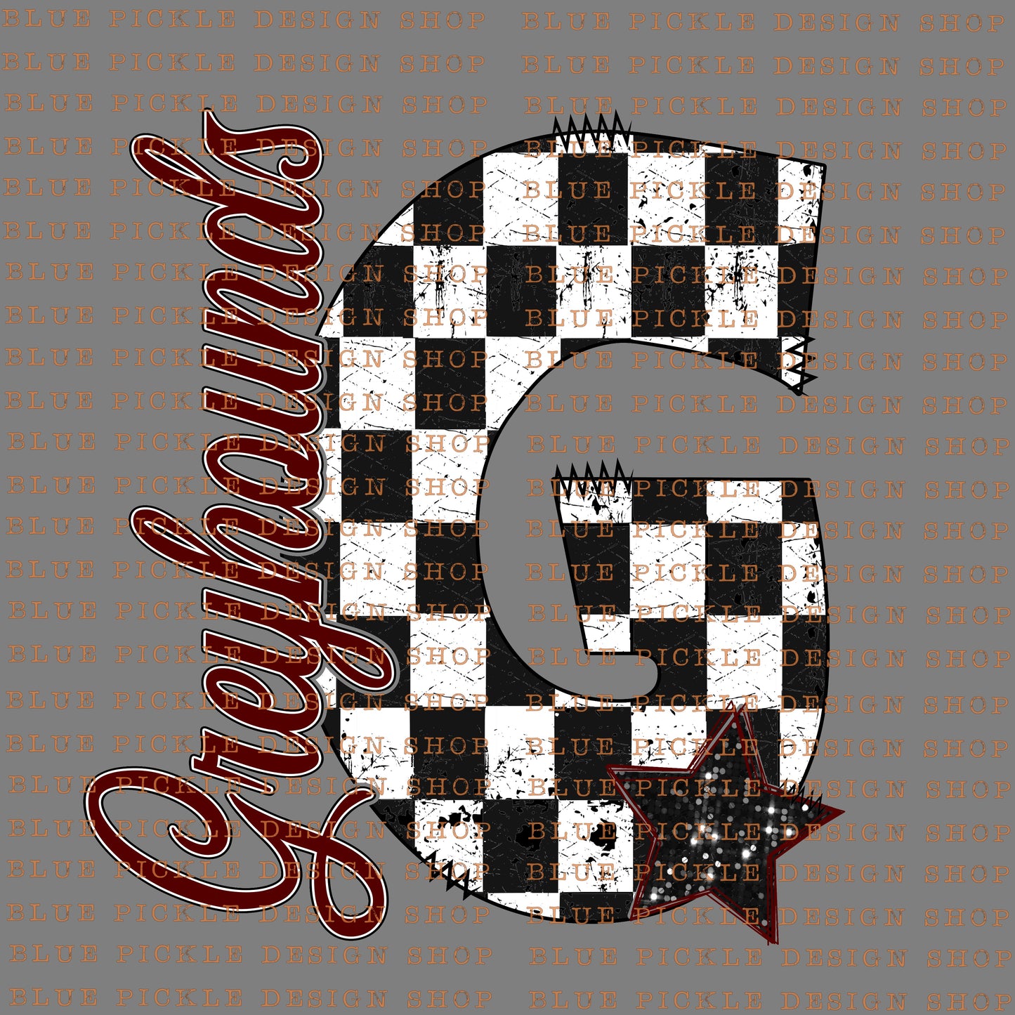 CUSTOM Checkered Star Mascot - DIGITAL DESIGN
