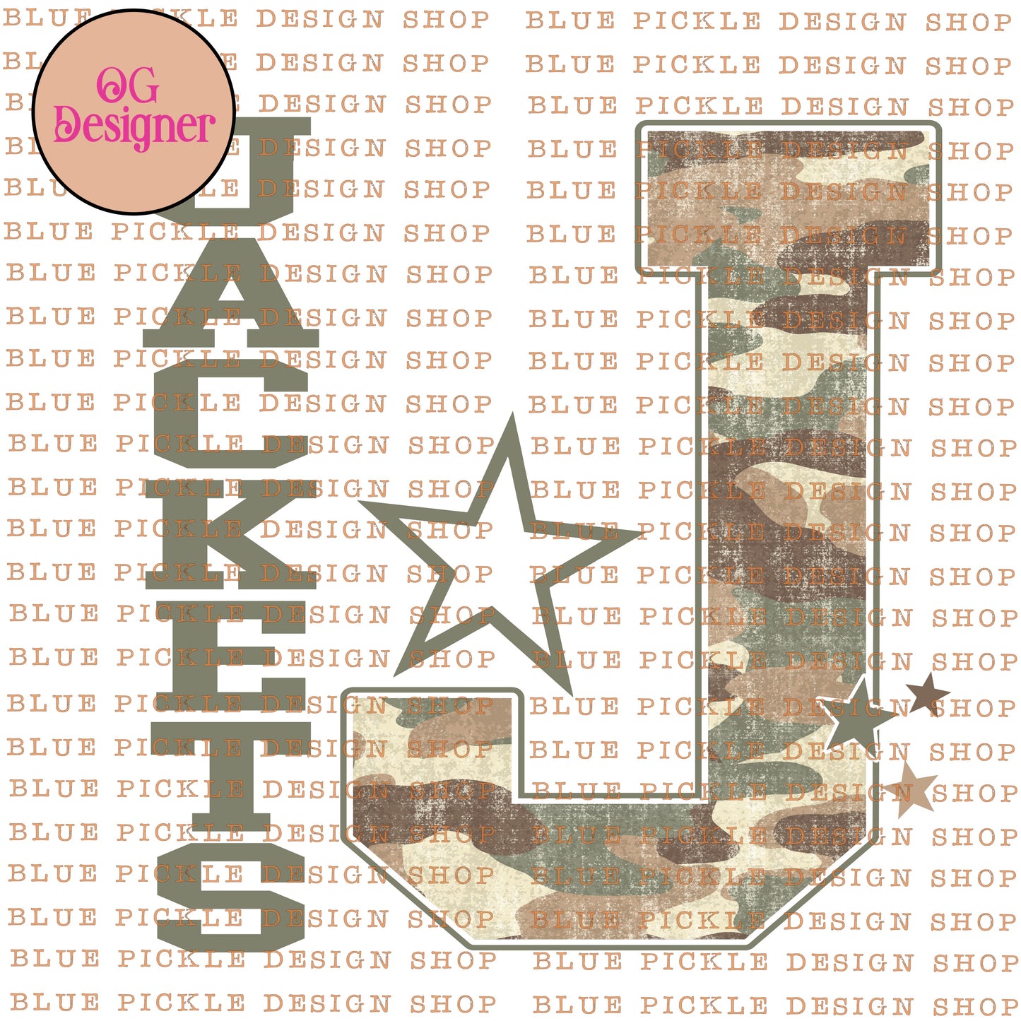 CUSTOM Camo Gameday Letter Mascot - DIGITAL DESIGN