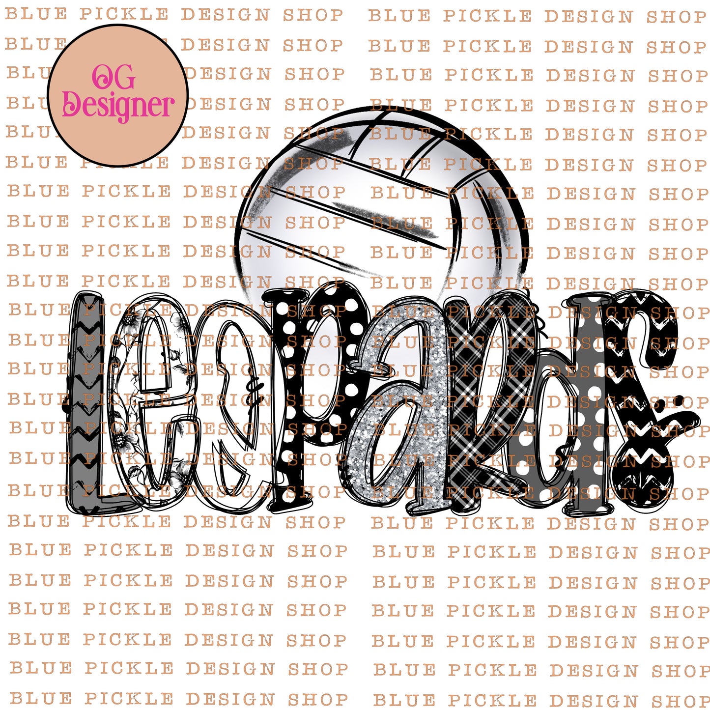CUSTOM Monochrome Mascot Volleyball - DIGITAL DESIGN