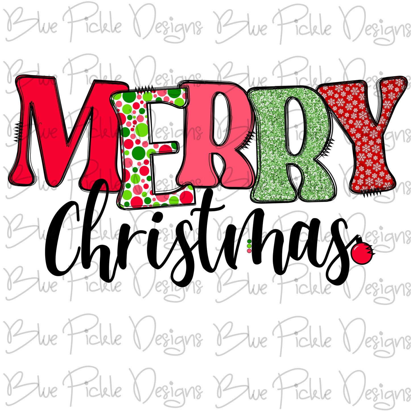 Merry Christmas Colorful - DIGITAL DESIGN- INSTANT DOWNLOAD