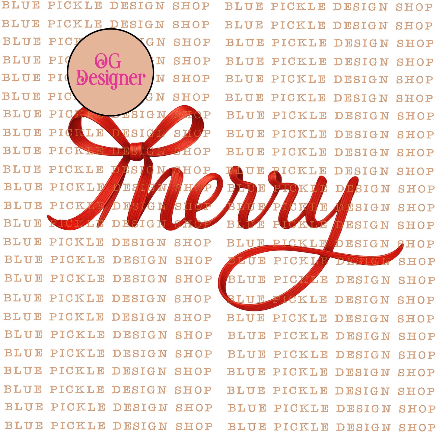 Merry Red Ribbon Christmas - DIGITAL DESIGN- INSTANT DOWNLOAD