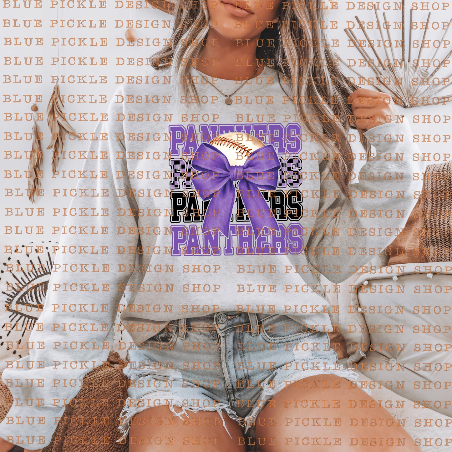 Custom Sports Ball - Mascot Bow/Checkered Tee
