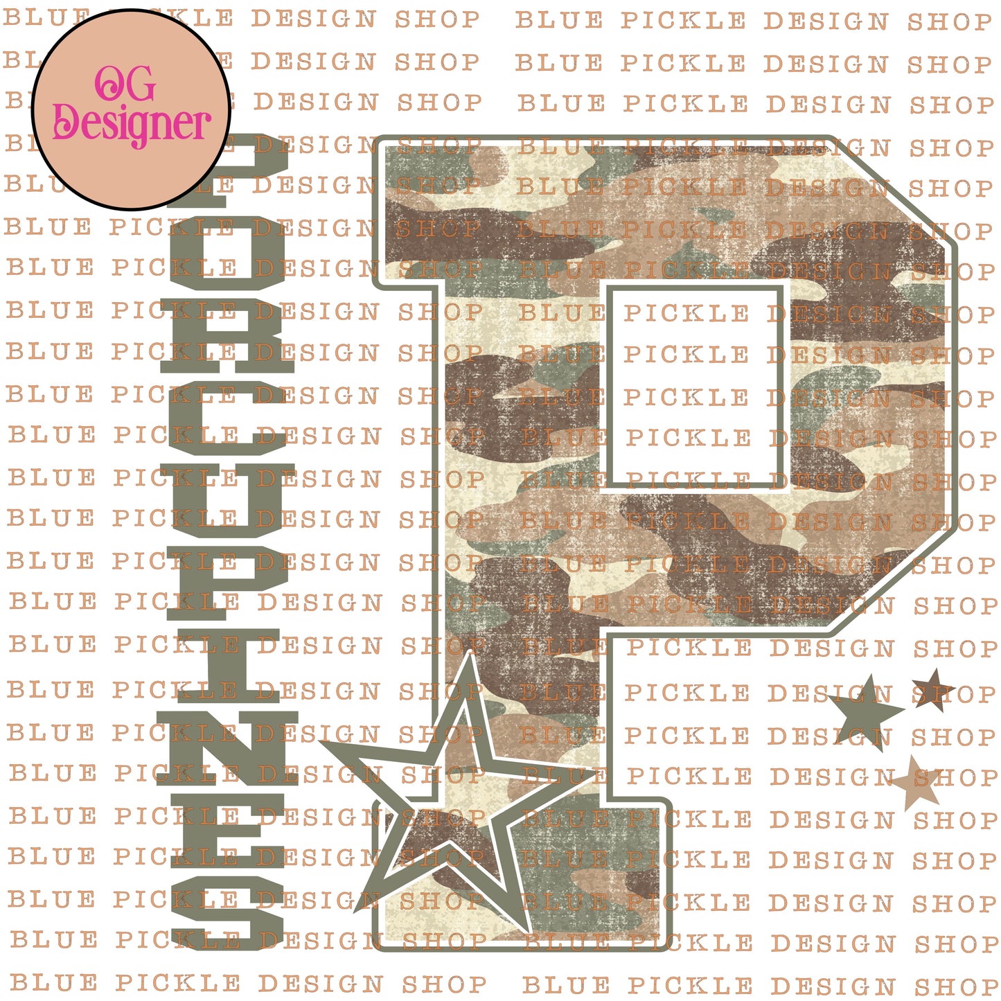 CUSTOM Camo Gameday Letter Mascot - DIGITAL DESIGN