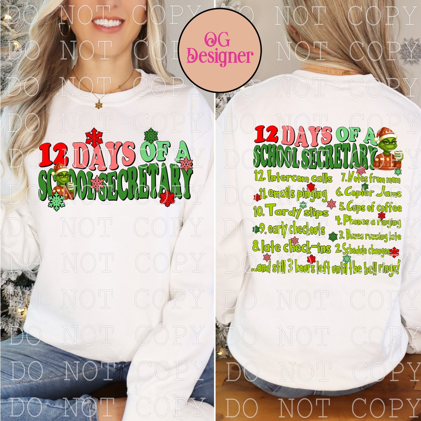 12 Days of A School Secretary Christmas - DIGITAL DESIGN- INSTANT DOWNLOAD