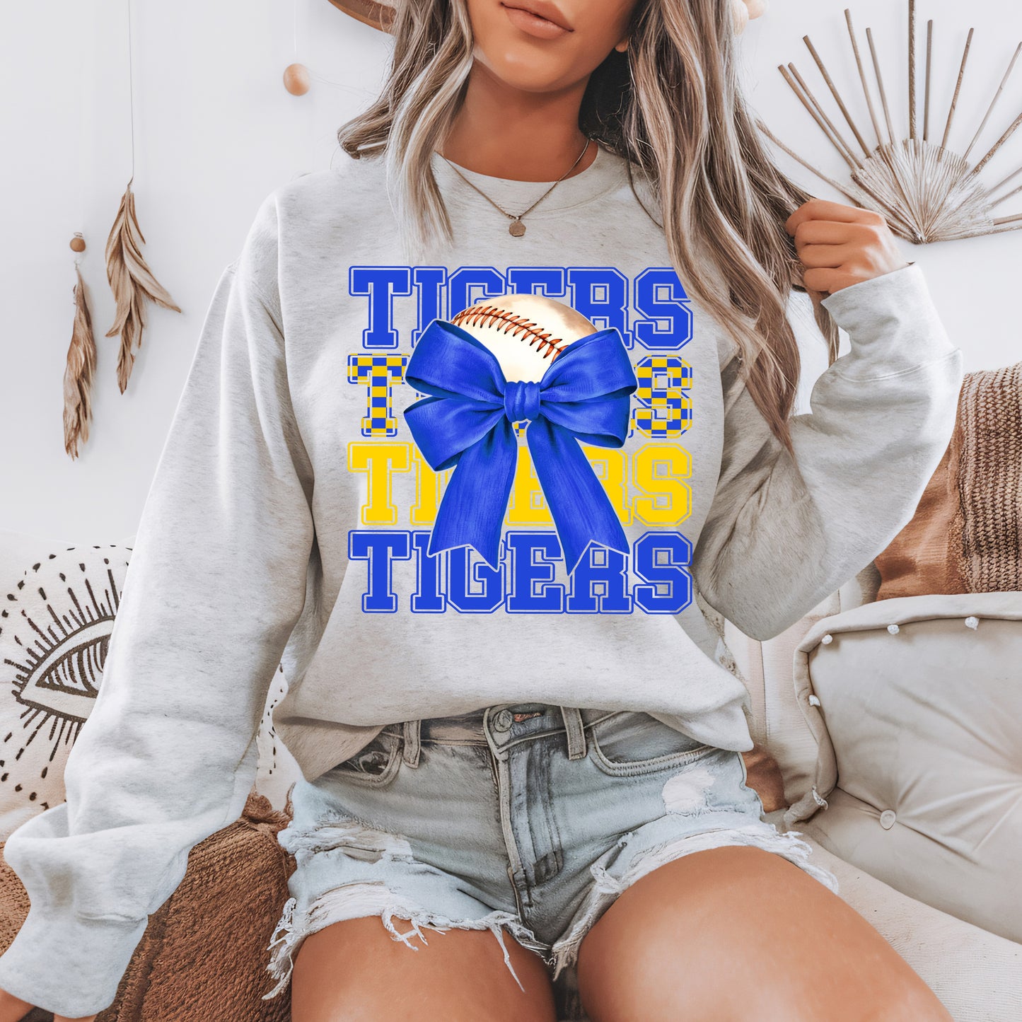 Custom Sports Ball - Mascot Bow/Checkered Tee