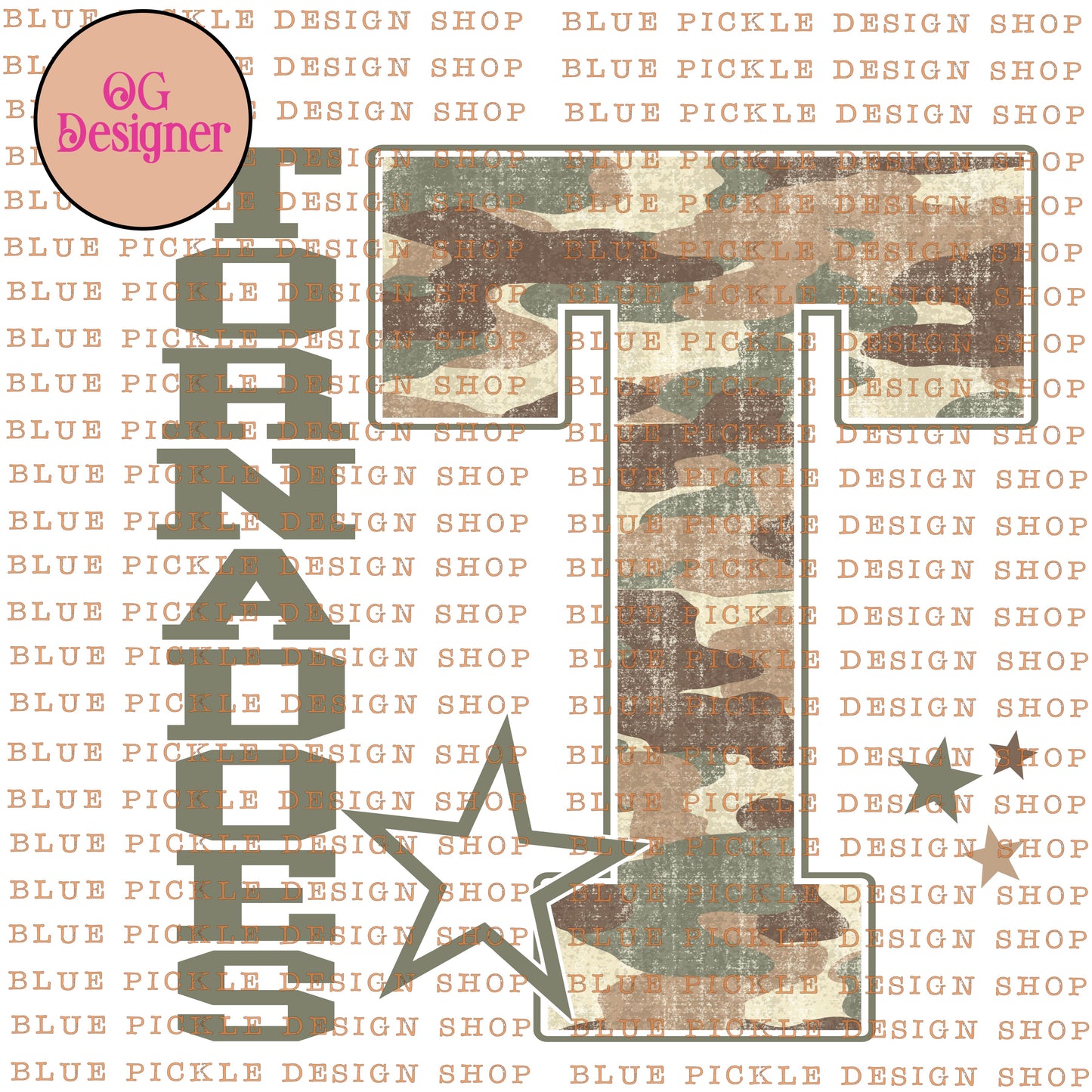 CUSTOM Camo Gameday Letter Mascot - DIGITAL DESIGN