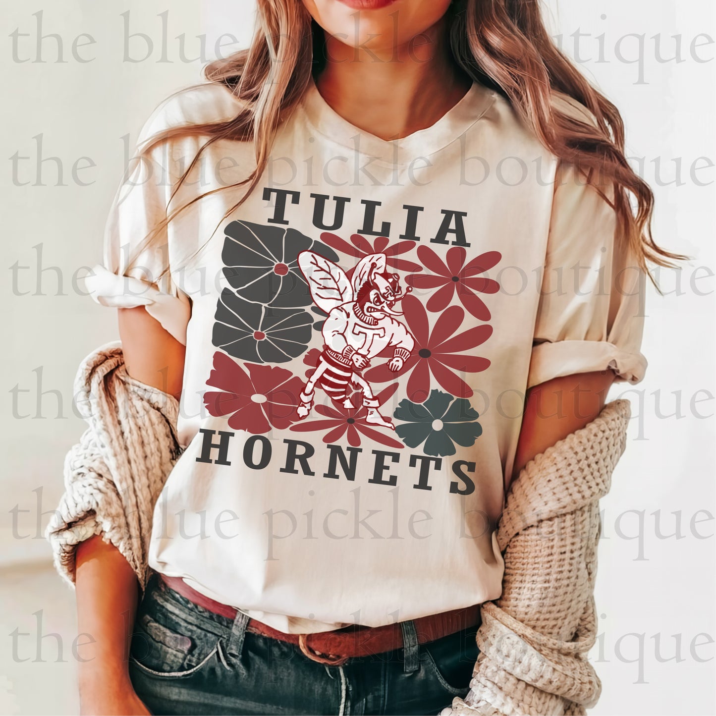 Floral Custom Mascot School Spirit Tee