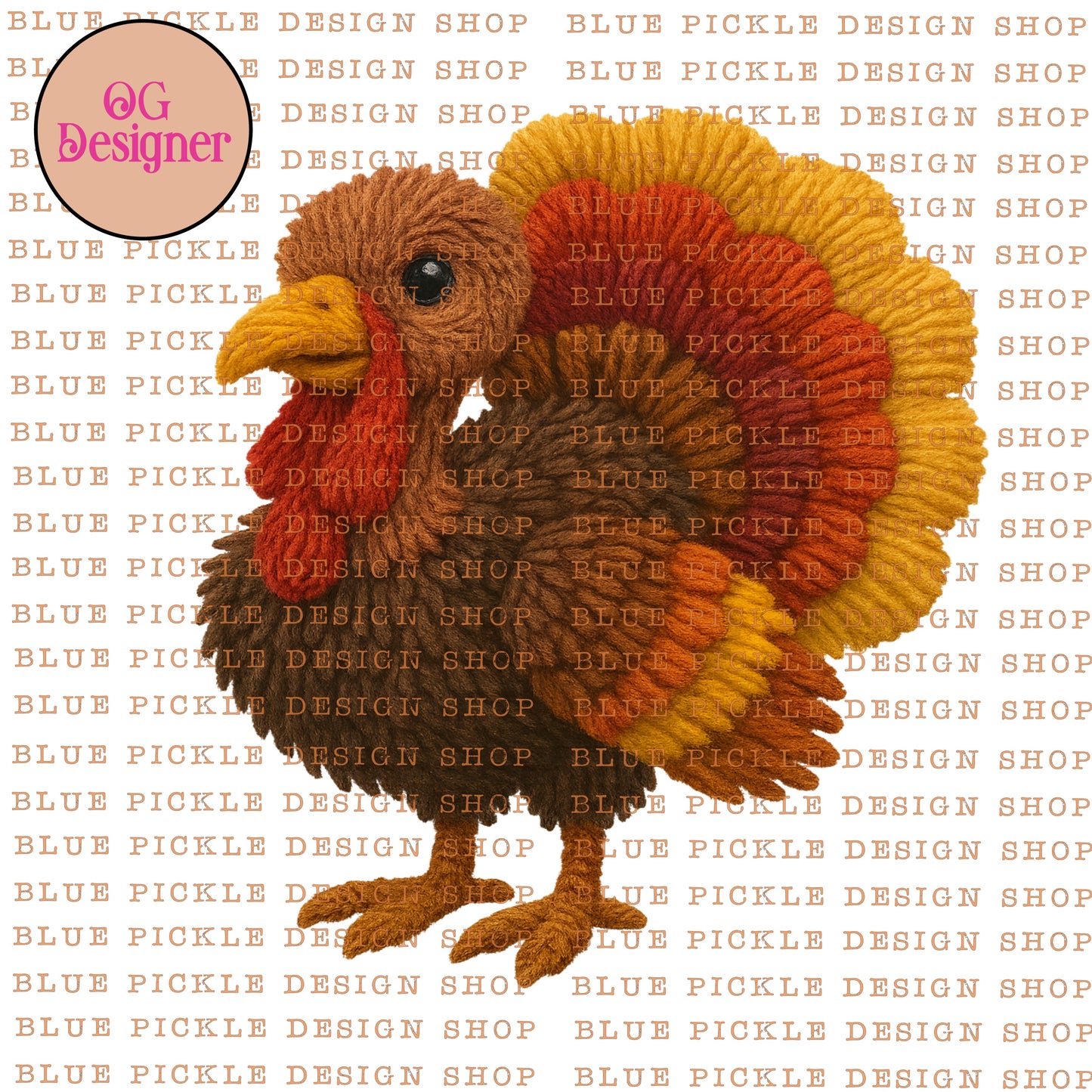 Turkey (realistic, faux *FAKE* yarn look) - DIGITAL DESIGN- INSTANT DOWNLOAD