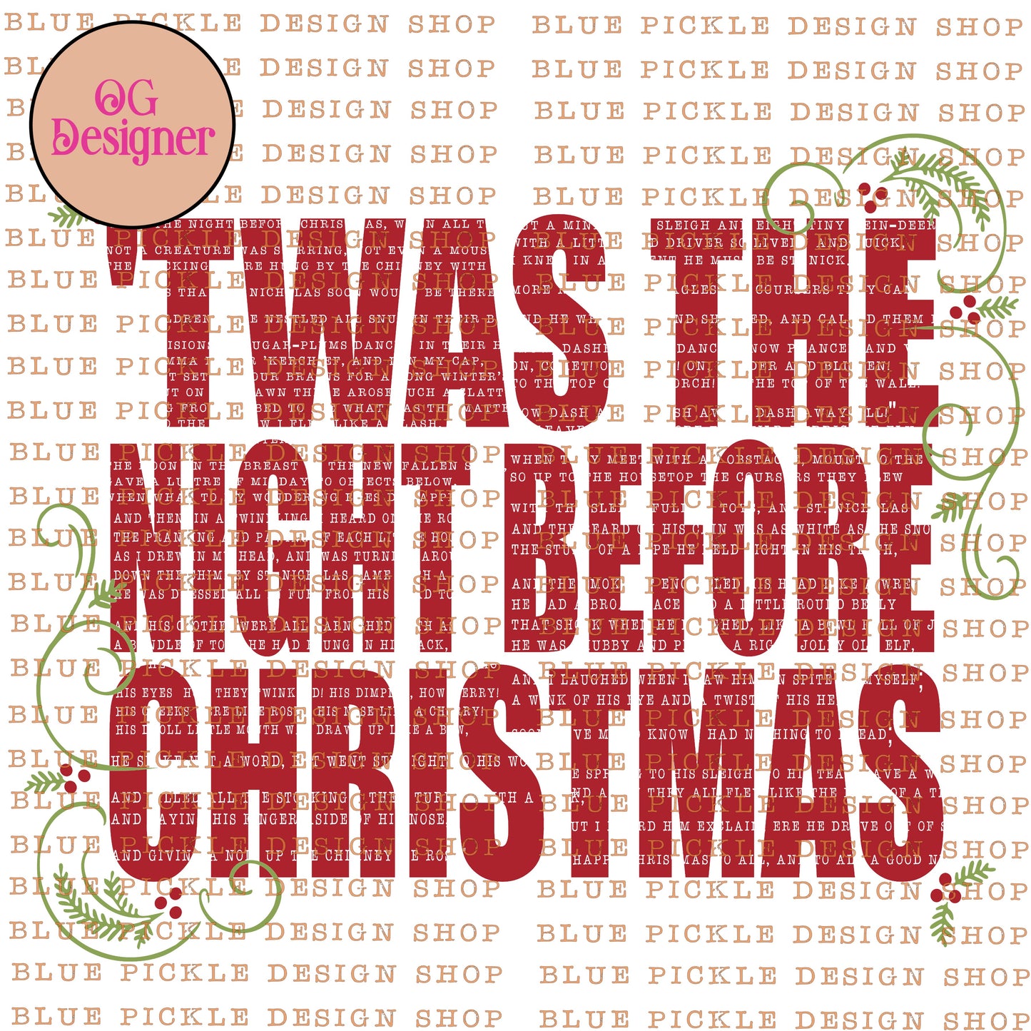 'Twas The Night Before Christmas Story - DIGITAL DESIGN- INSTANT DOWNLOAD