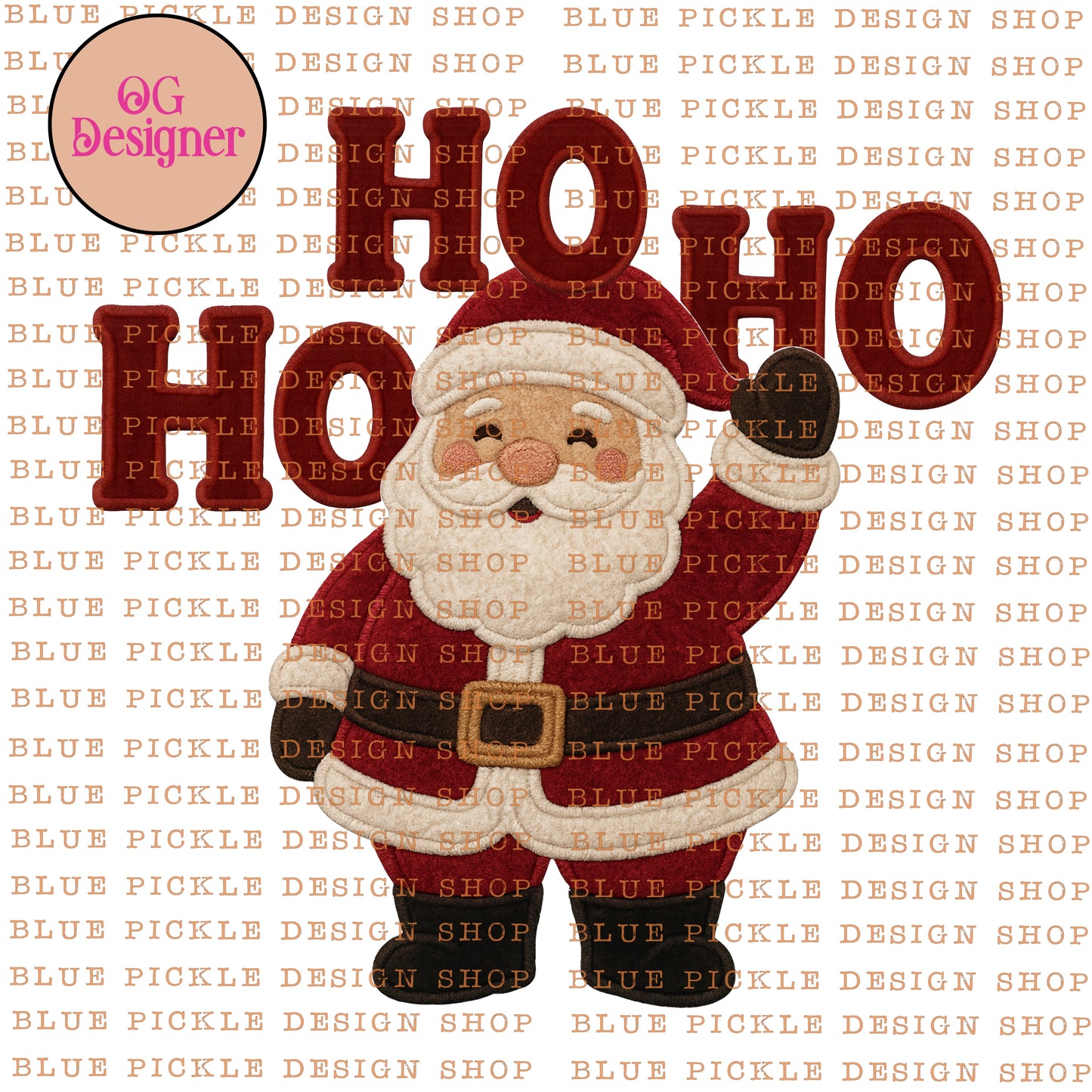 Ho Ho Ho Faux (fake) Velvet Santa - DIGITAL DESIGN- INSTANT DOWNLOAD