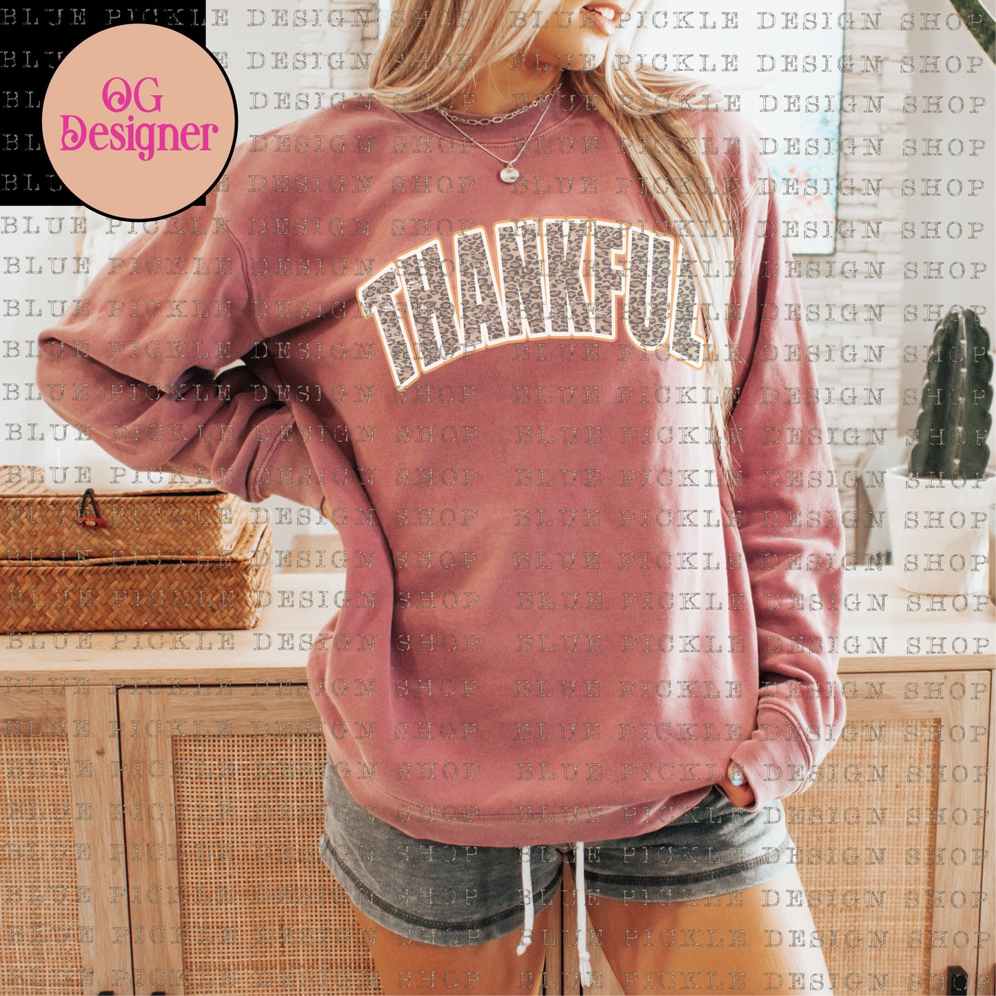 Thankful Leopard Print - DIGITAL DESIGN- INSTANT DOWNLOAD