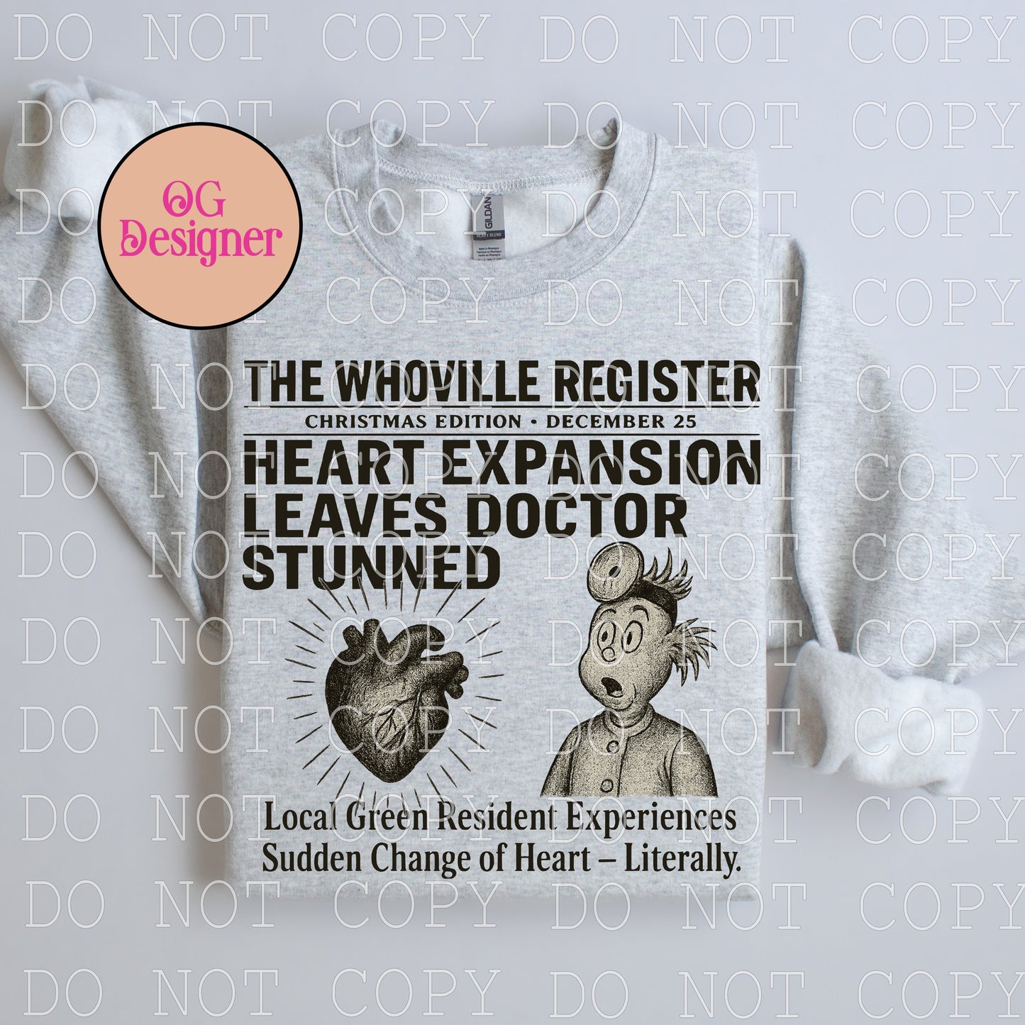 Christmas Newspaper Headlines : Whoville Heart - DIGITAL DESIGN- INSTANT DOWNLOAD