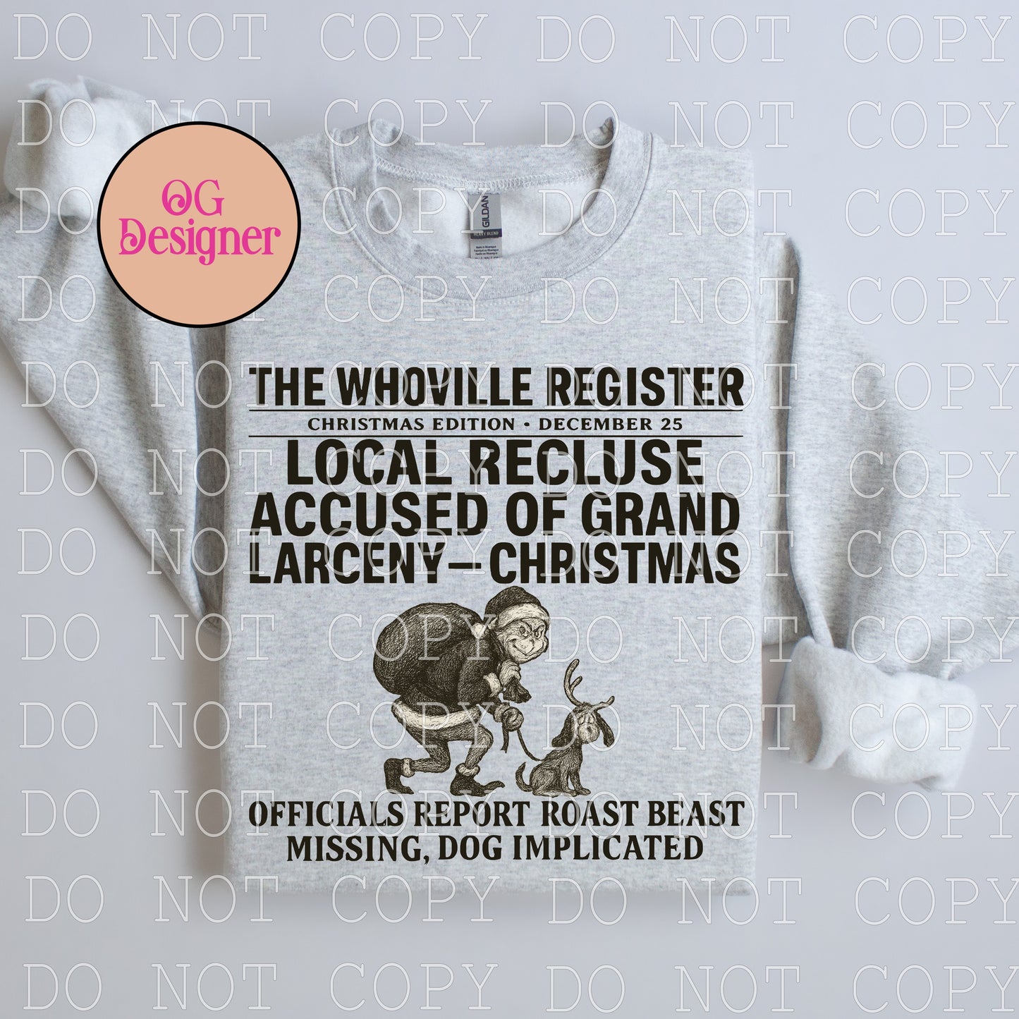 Christmas Newspaper Headlines : Whoville Larceny - DIGITAL DESIGN- INSTANT DOWNLOAD