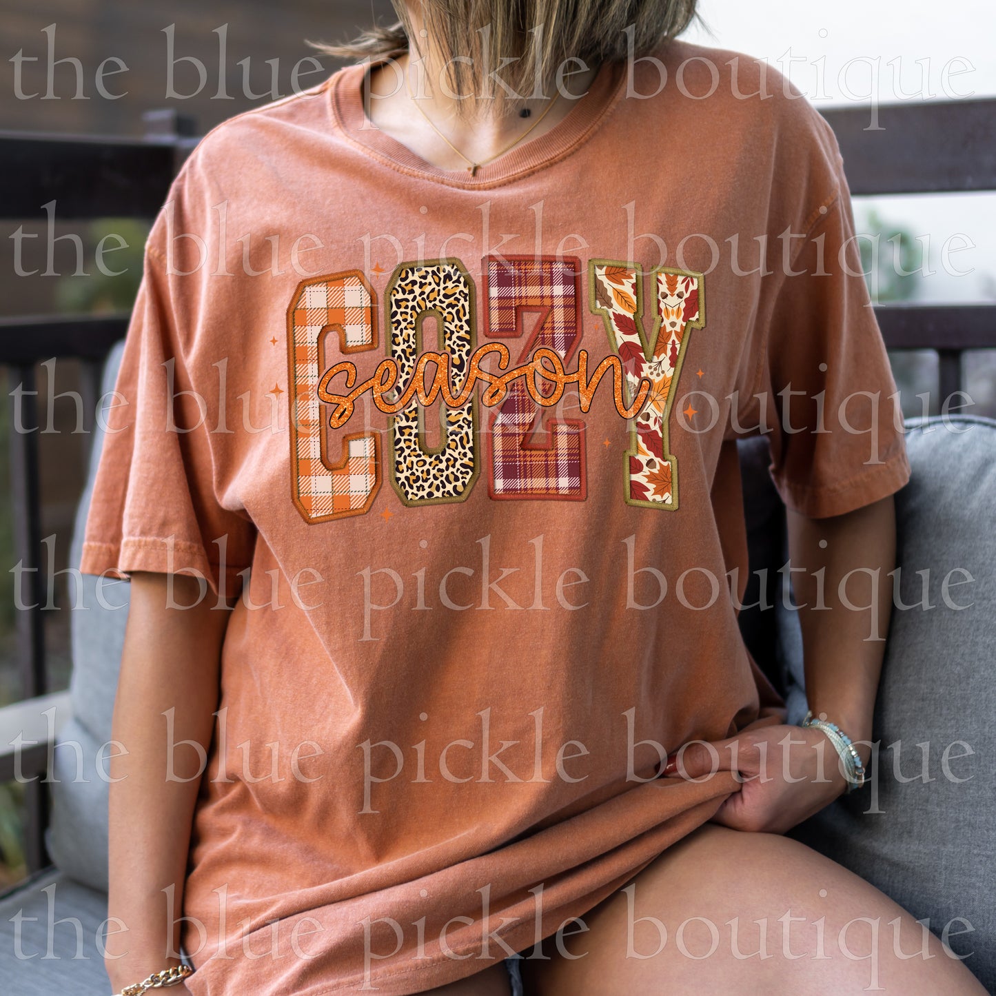 Cozy Season Faux Embroidery tee