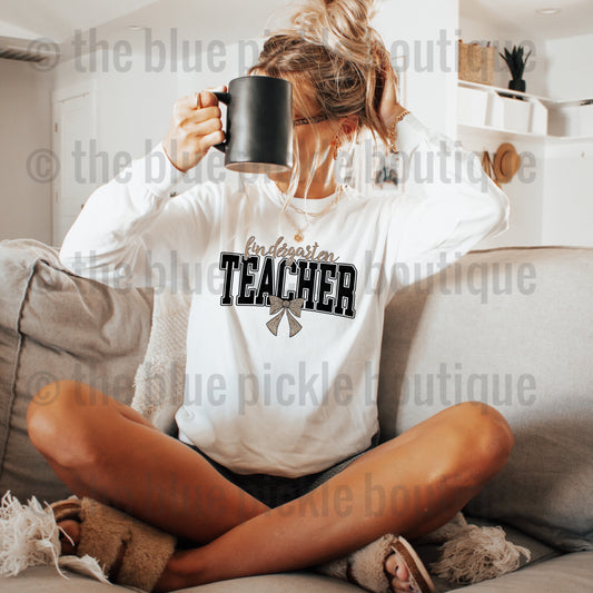 Teacher Leopard Bow Tee