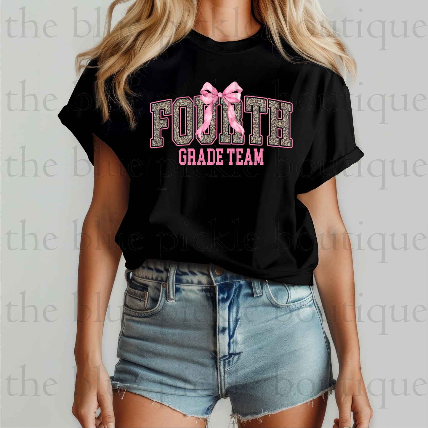 Teacher Team Leopard Print/Bow