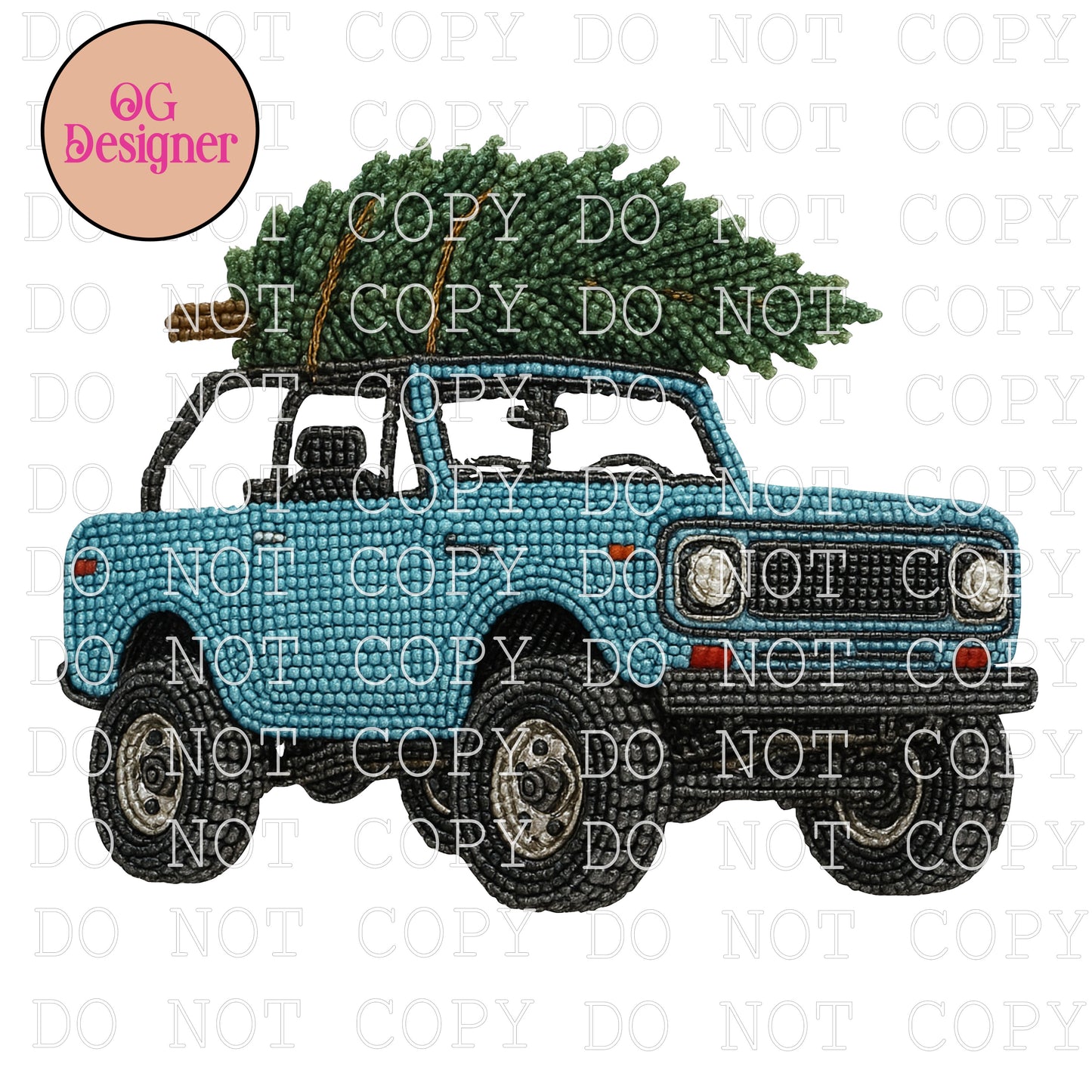 Faux (Fake) Beaded Scout or Bronco (christmas tree haul) -  DIGITAL DESIGN- INSTANT DOWNLOAD