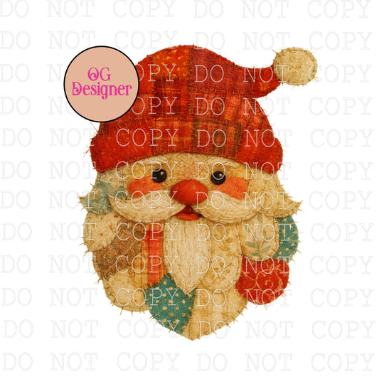 Faux Quilted Santa -  DIGITAL DESIGN- INSTANT DOWNLOAD