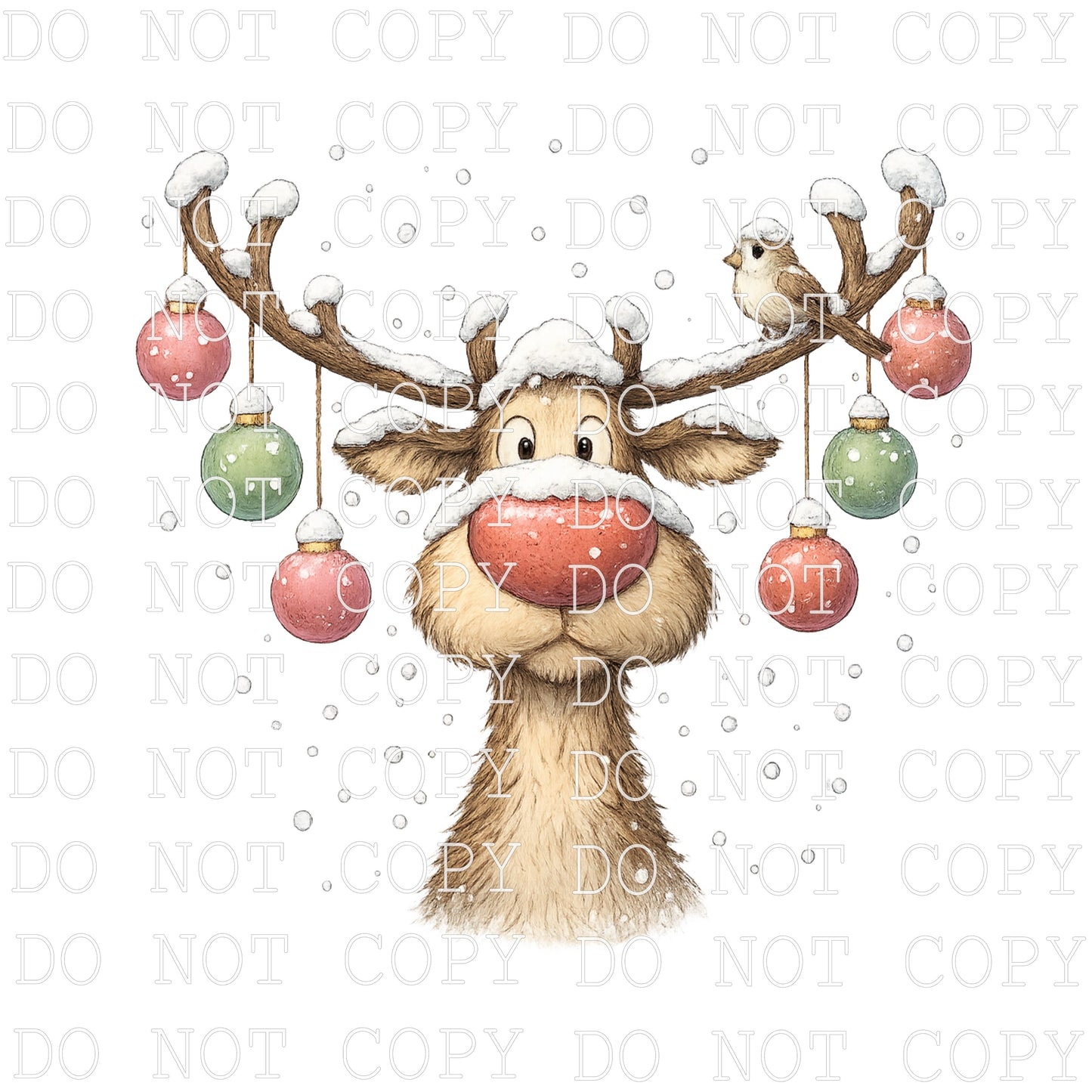 Snowy Reindeer  -  DIGITAL DESIGN- INSTANT DOWNLOAD