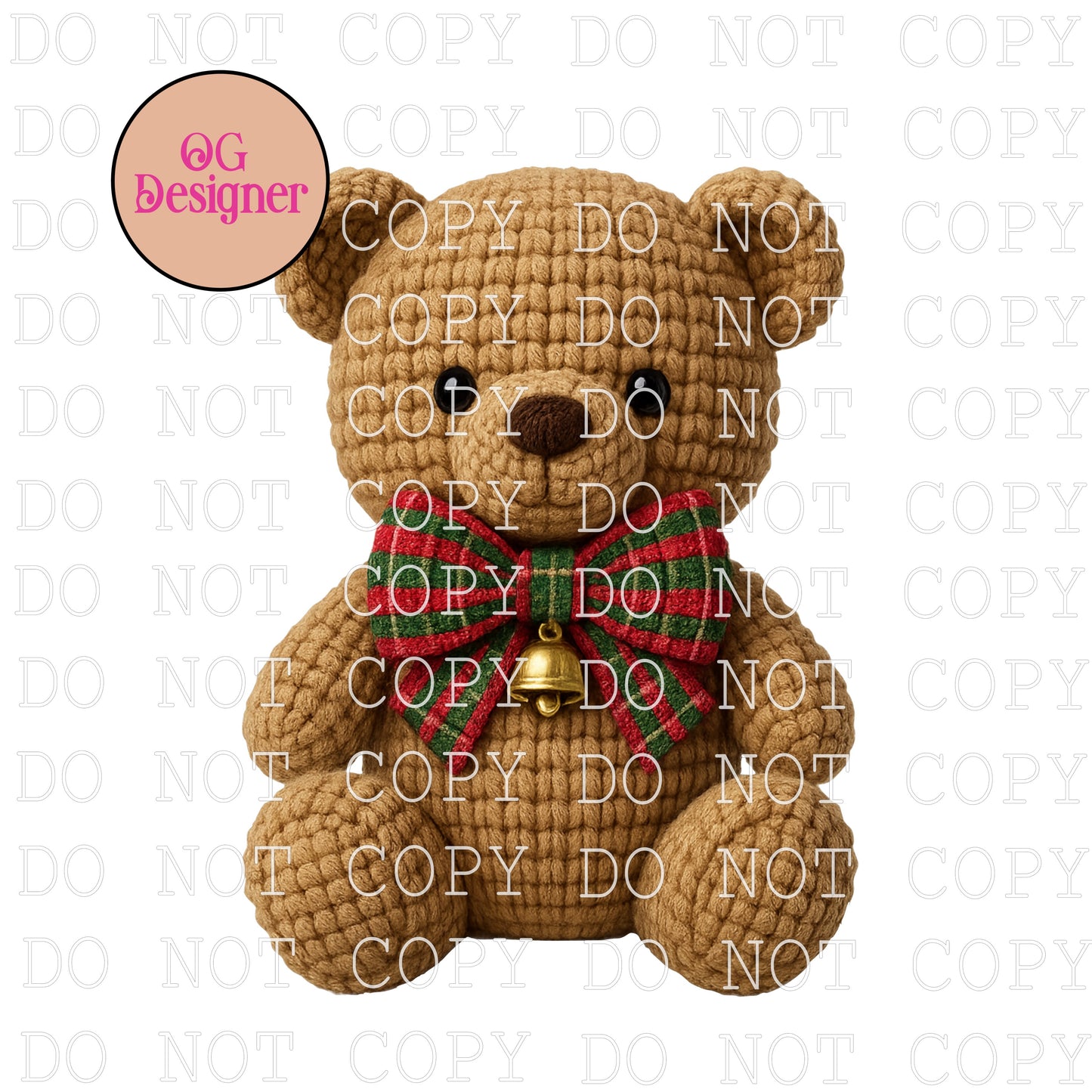 Faux Crochet Christmas Bear  -  DIGITAL DESIGN- INSTANT DOWNLOAD
