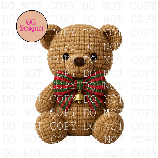 Faux Crochet Christmas Bear  -  DIGITAL DESIGN- INSTANT DOWNLOAD