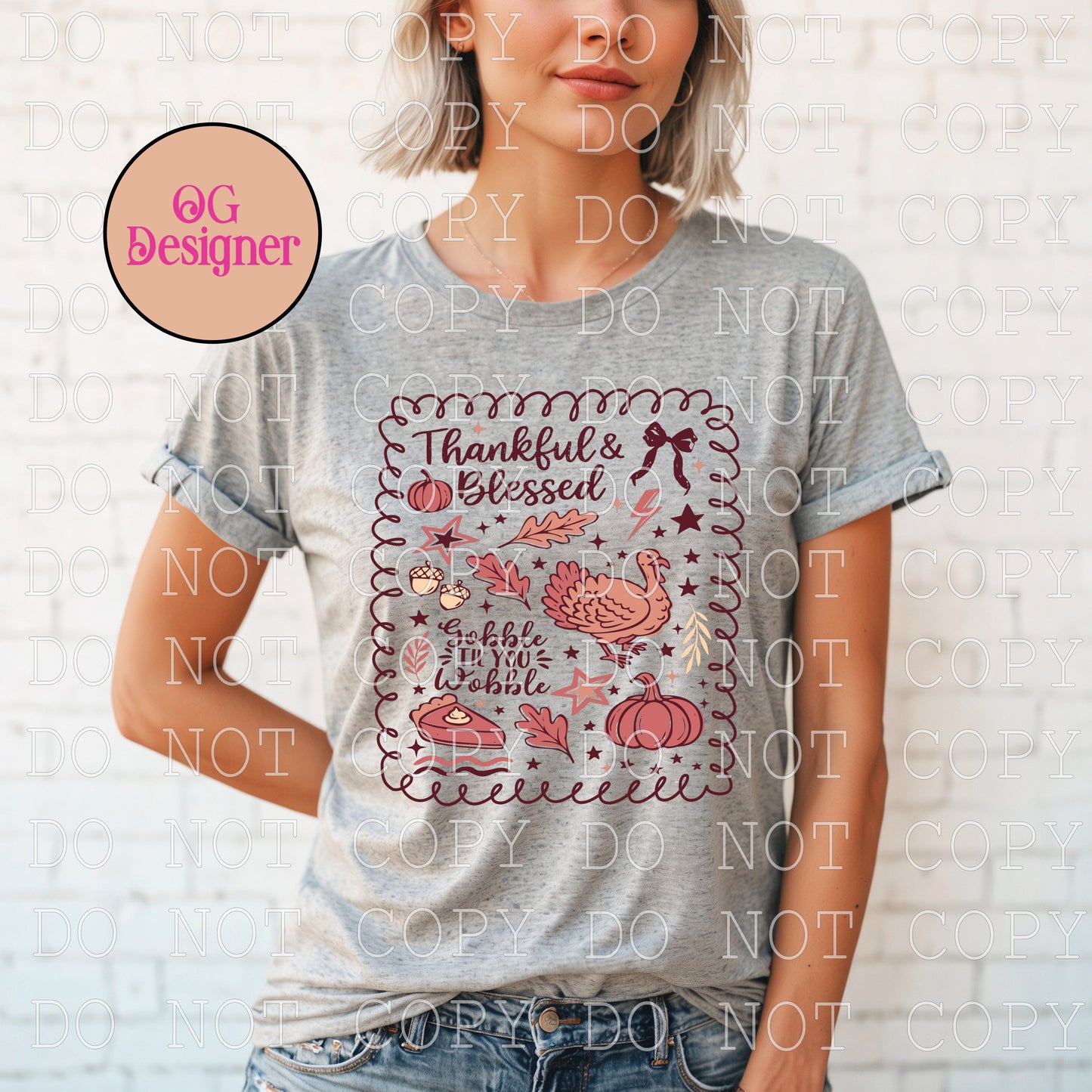 Thankful Blessed Gobble collage-  DIGITAL DESIGN- INSTANT DOWNLOAD