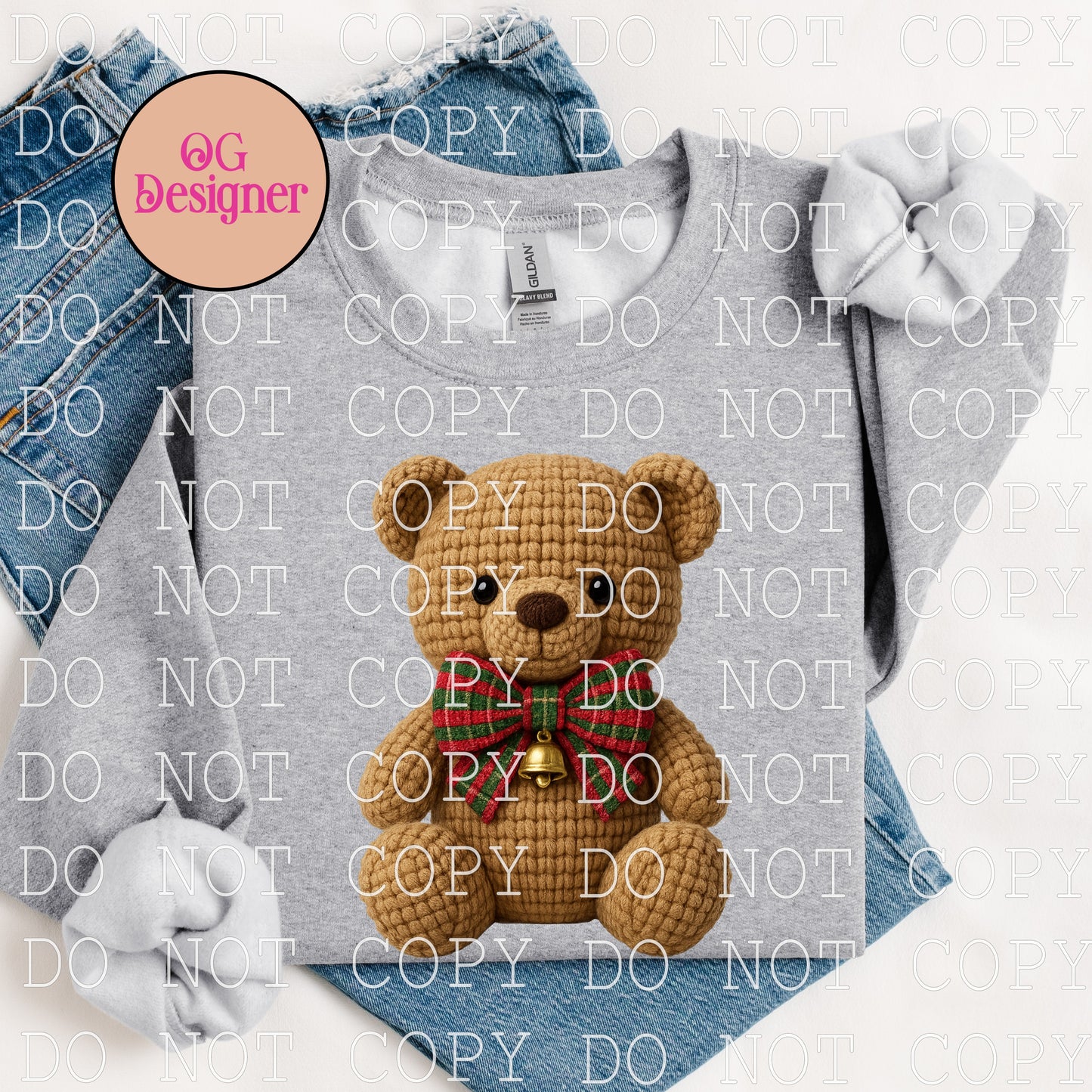 Faux Crochet Christmas Bear  -  DIGITAL DESIGN- INSTANT DOWNLOAD