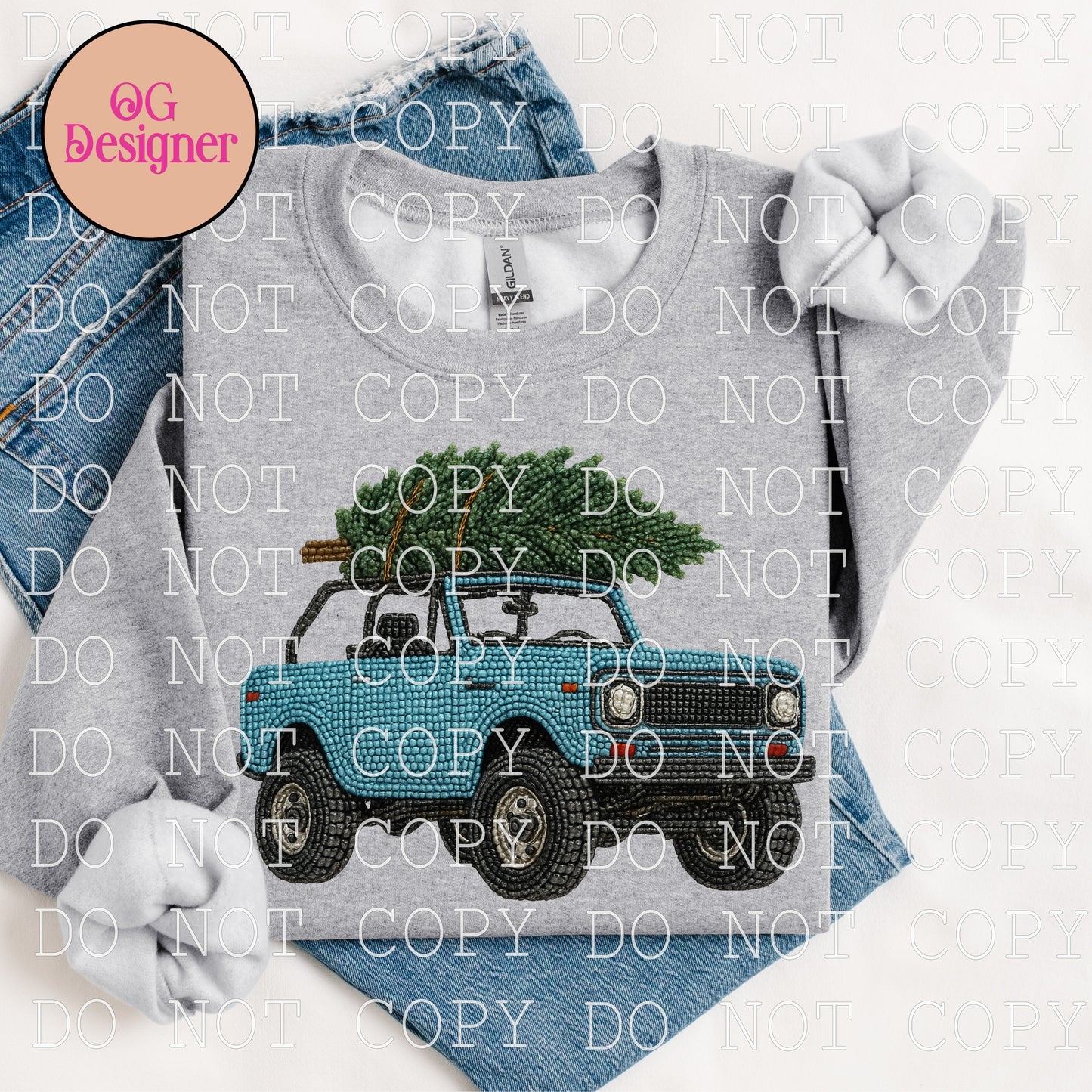 Faux (Fake) Beaded Scout or Bronco (christmas tree haul) -  DIGITAL DESIGN- INSTANT DOWNLOAD