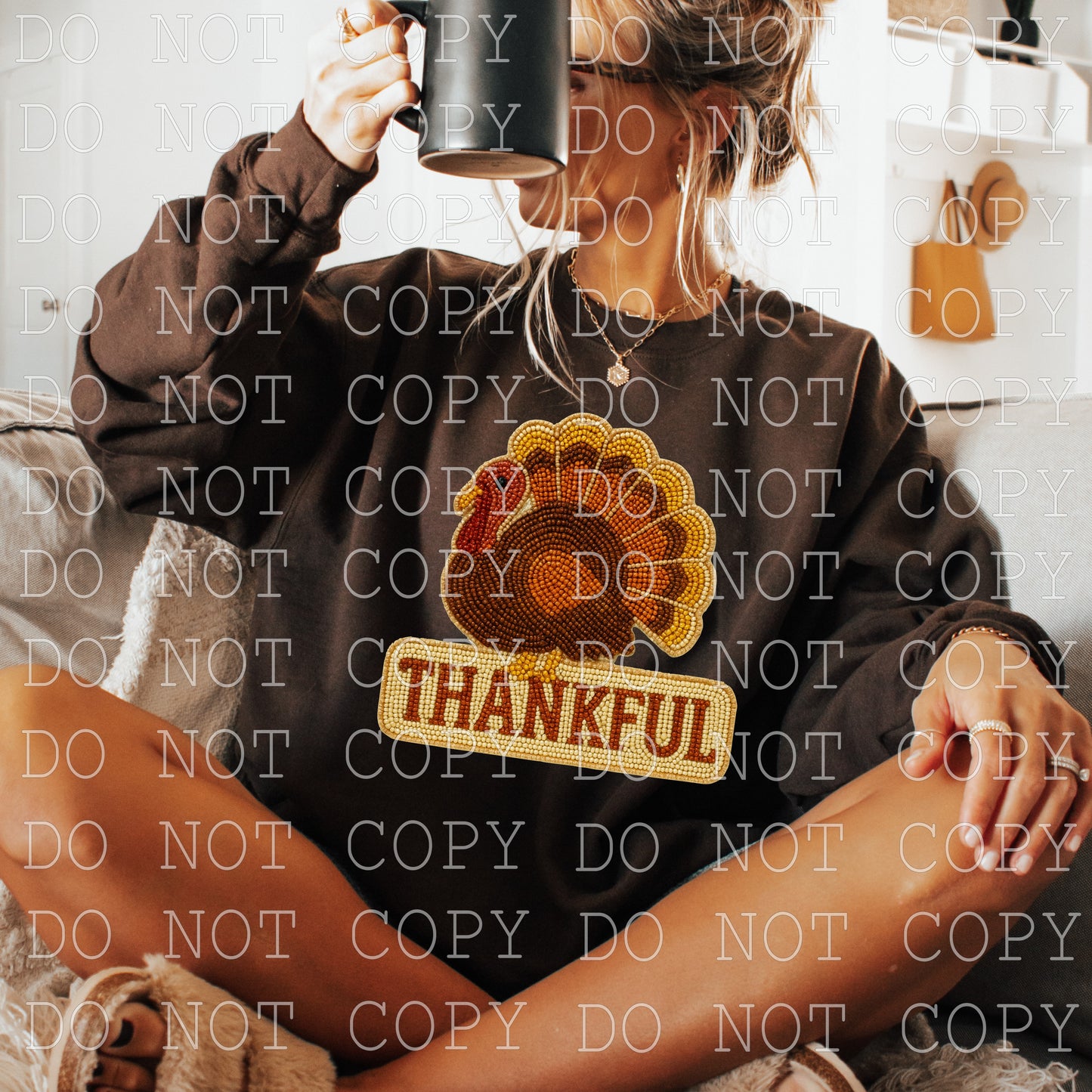 Thankful Faux (FAKE) Beaded Turkey -  DIGITAL DESIGN- INSTANT DOWNLOAD