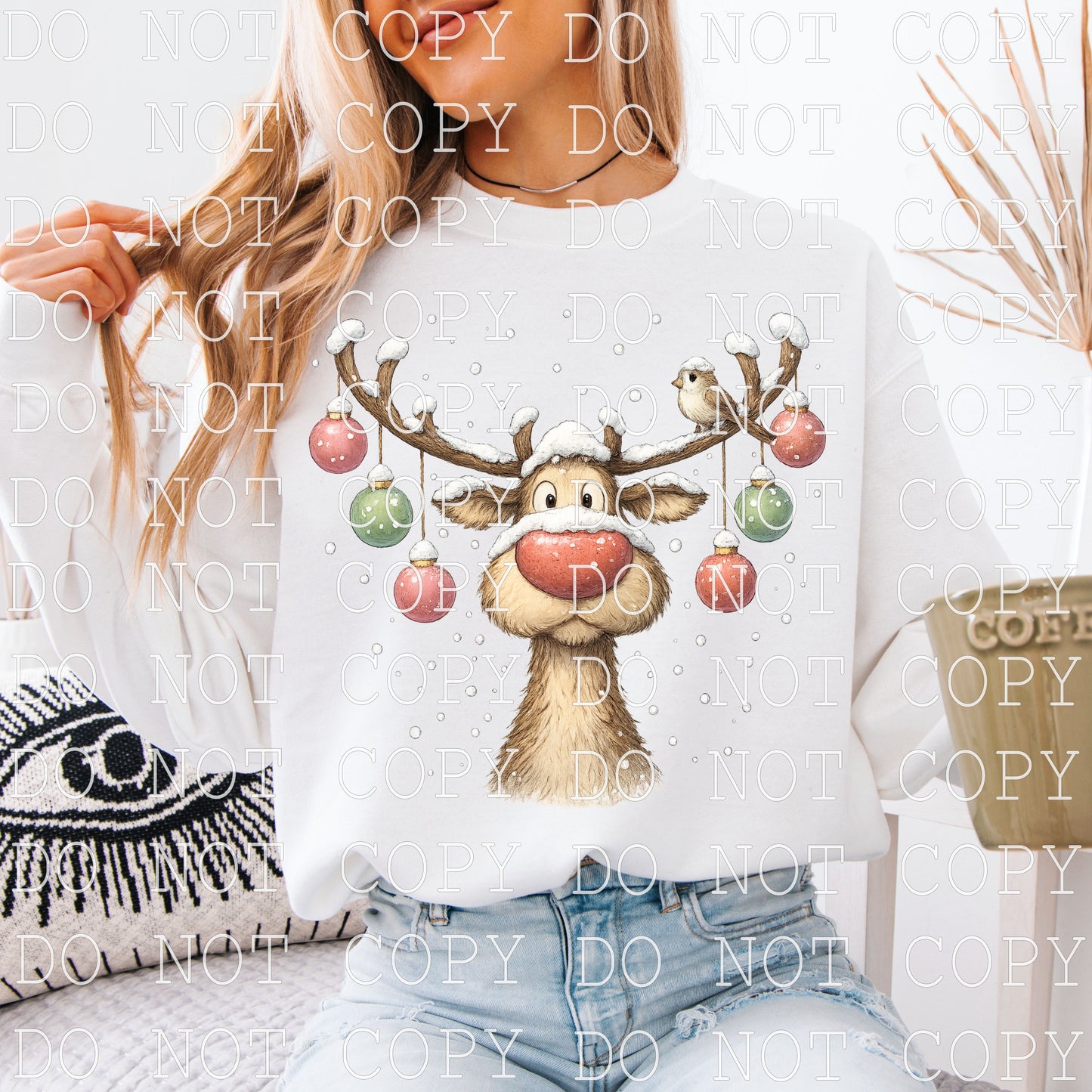 Snowy Reindeer  -  DIGITAL DESIGN- INSTANT DOWNLOAD