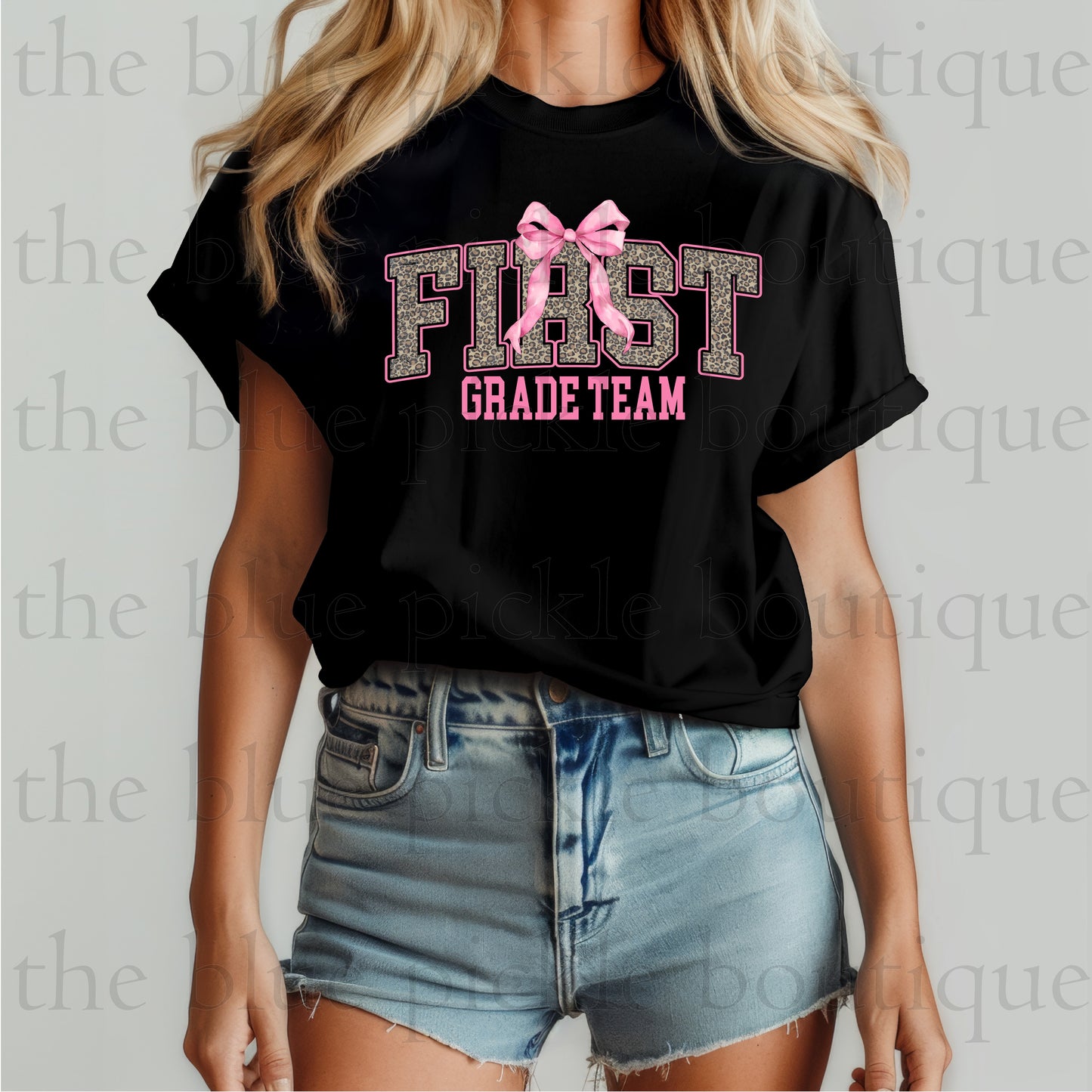 Teacher Team Leopard Print/Bow