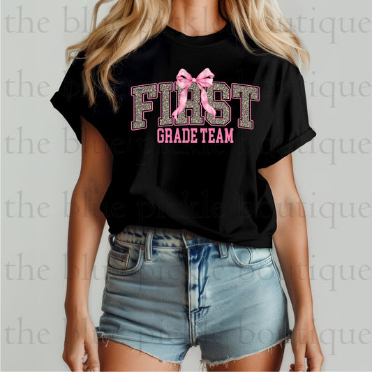 Teacher Team Leopard Print/Bow
