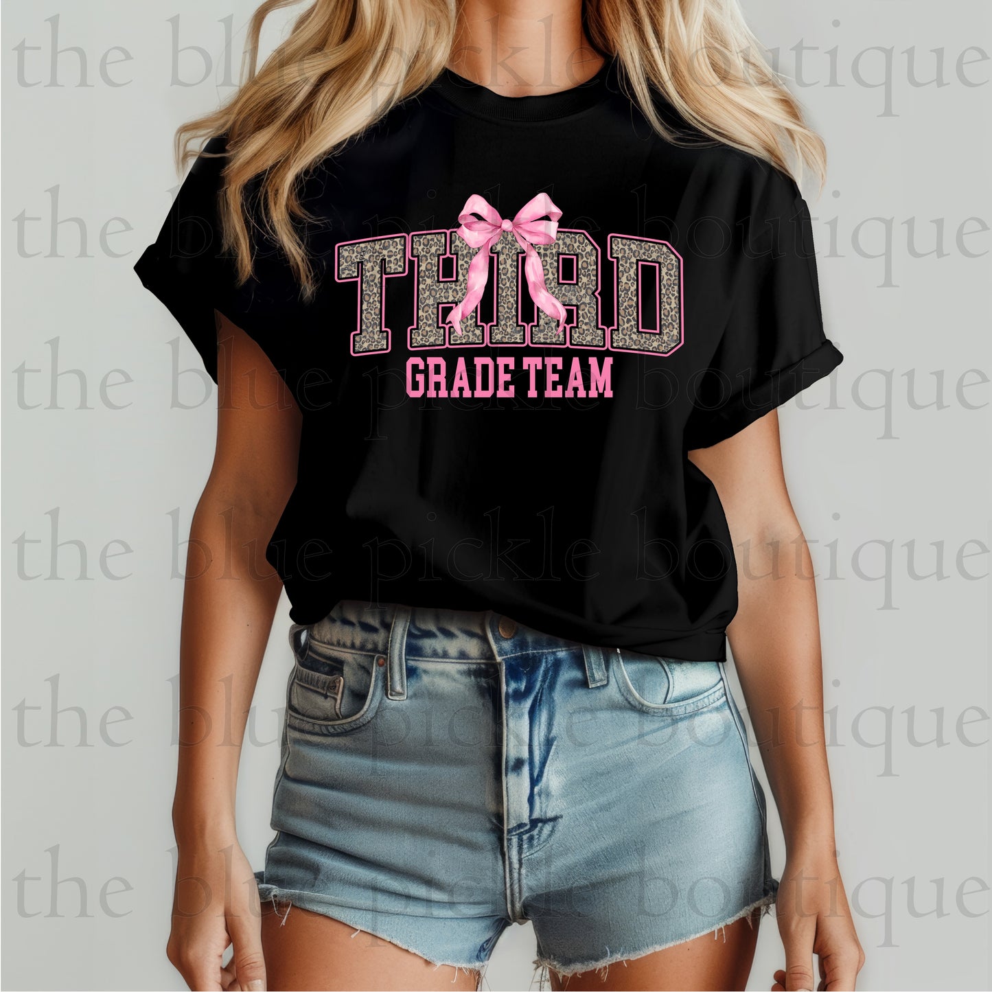 Teacher Team Leopard Print/Bow