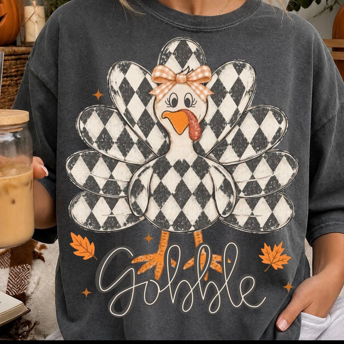 Gobble Checkers Turkey tee