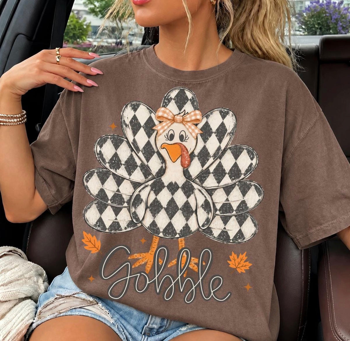 Gobble Checkers Turkey tee