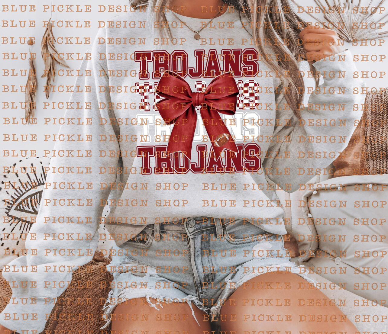 Custom Mascot Bow/Checkered Tee