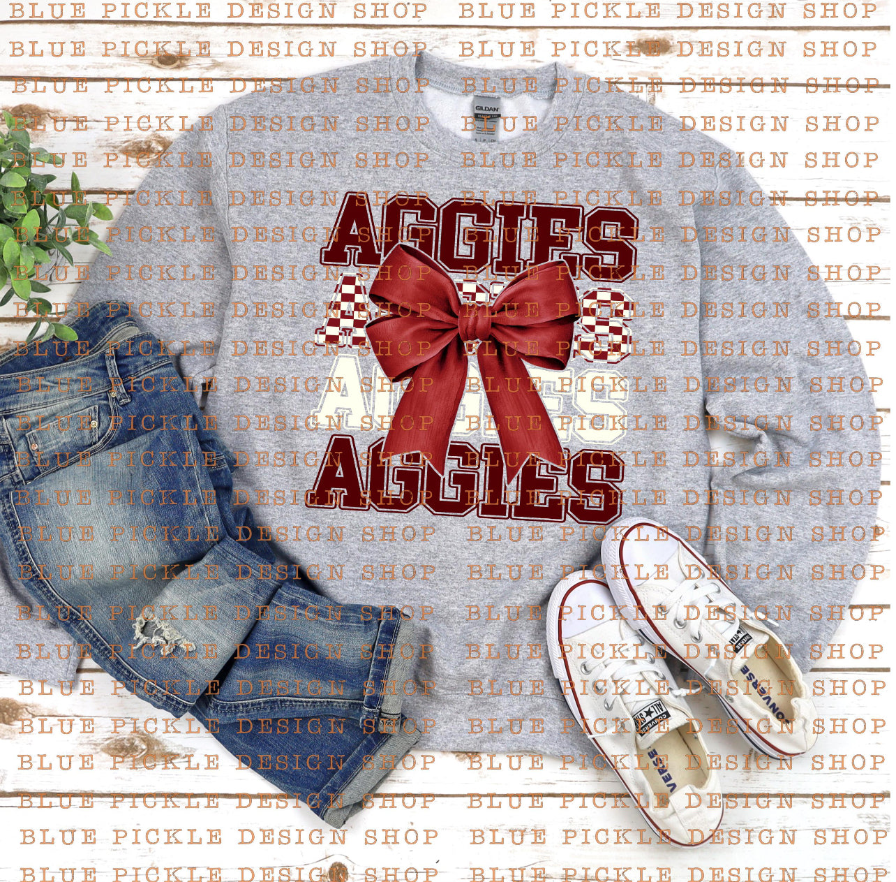 Custom Mascot Bow/Checkered Tee