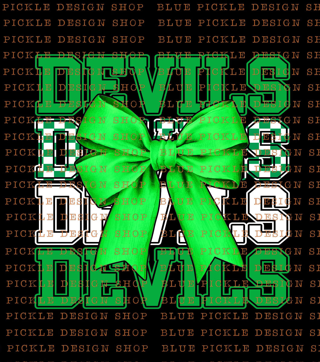 Custom Mascot Bow/Checkered Tee